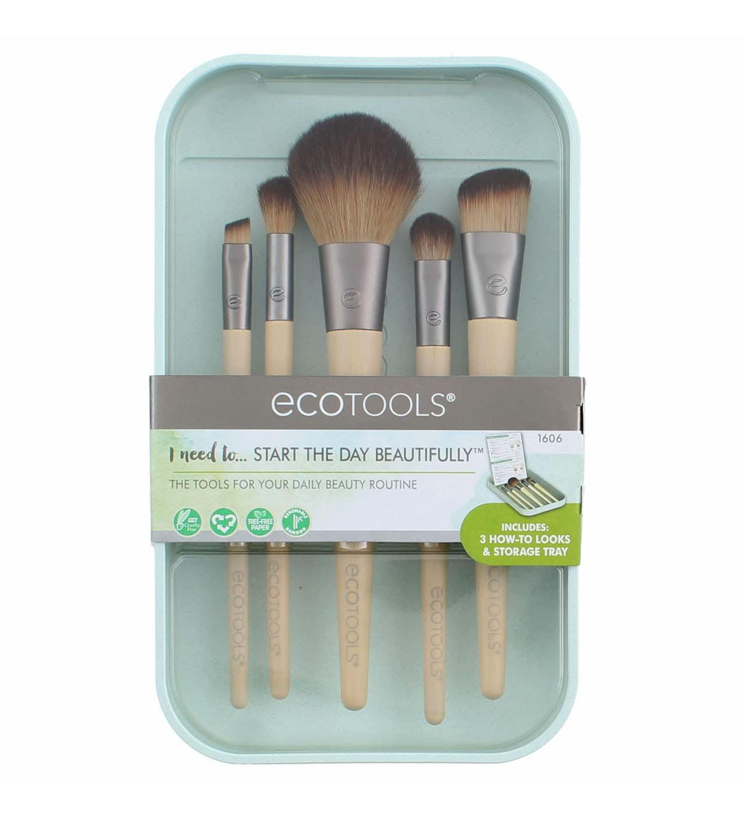 Ecotools Start The Day Beauty Makeup Brushes 2 Pack - Eco-Friendly High-Quality Makeup Applicators for Flawless Looks | Shop Internationally - Buy Online on GoSupps.com