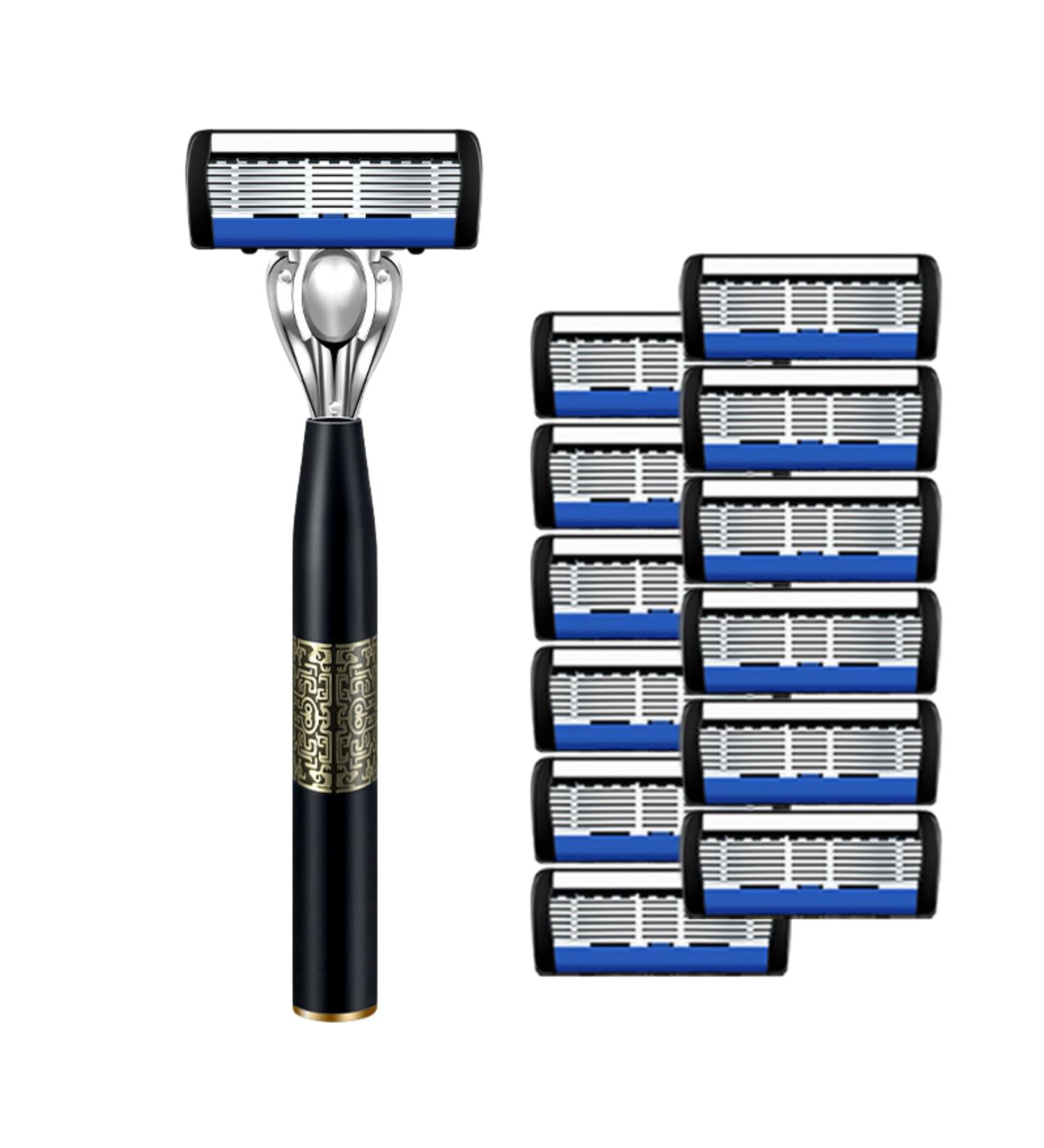 Upgrade 7-Blade Razor for Men - Precision Trimmer & Dual Lubrication | 1 Handle + 12 Refills for Ultimate Comfort - Shop Internationally - Buy Online on GoSupps.com