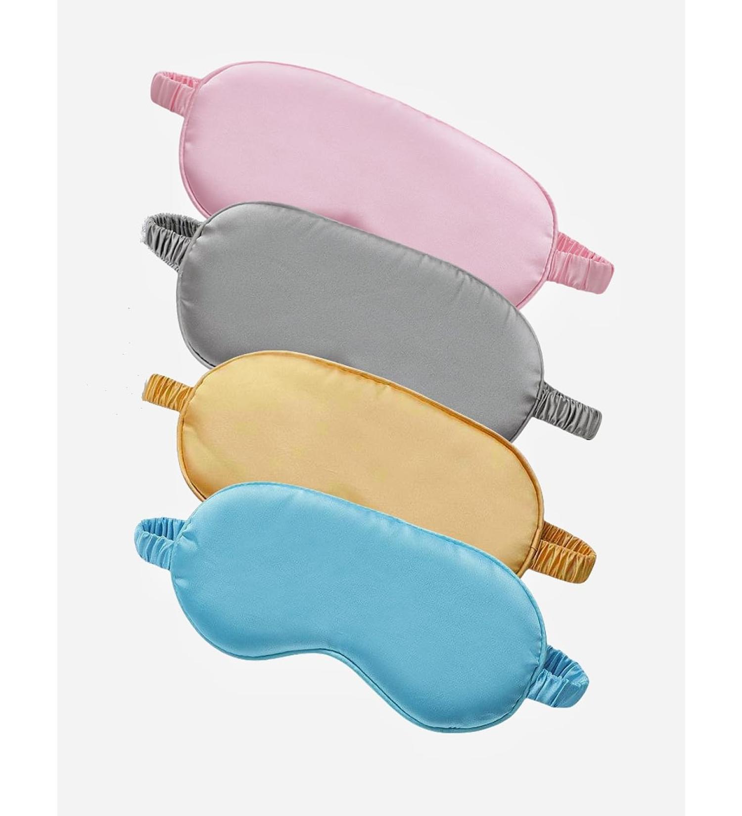 4 Pack Silk Eye Masks - Ultra Soft Satin Sleep Masks for Men & Women | Eco-Friendly Zero Pressure Perfect for Sleeping & Traveling (Gray Pink Blue Yellow - Buy Online on GoSupps.com