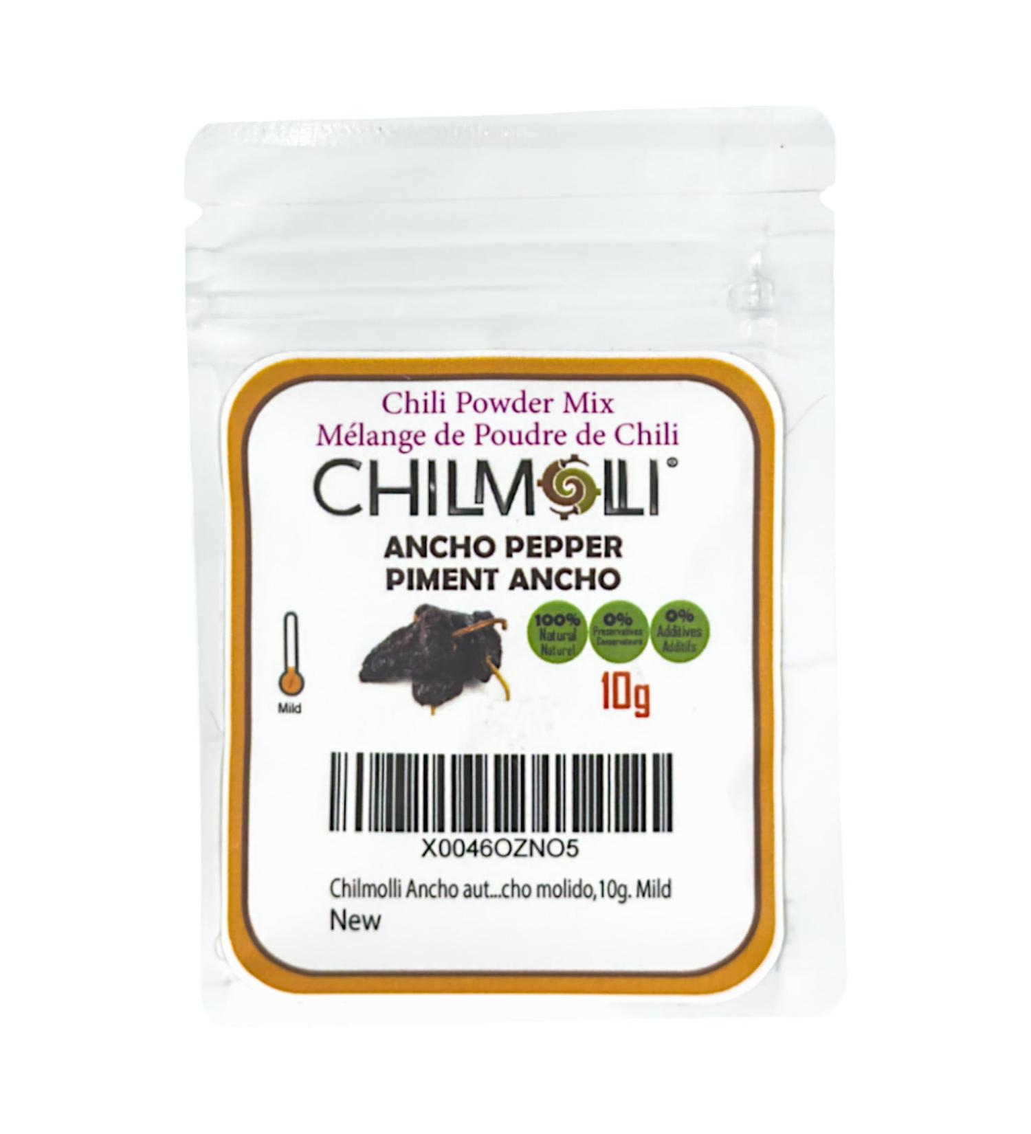 Chilmolli 10g Ancho authentic Mexican gourmet chilli powder mix/Portable package/M lange de poudre de chili Ancho/chile Ancho molido. Mild Ancho 10g - Buy Online on GoSupps.com