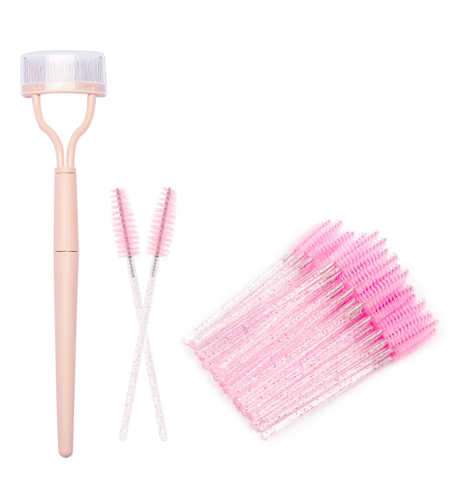 Buy Stainless Steel Eyelash Comb + 50 Disposable Eyelash Brushes - Ezppuu111 (Pink) | International Shipping - Buy Online on GoSupps.com
