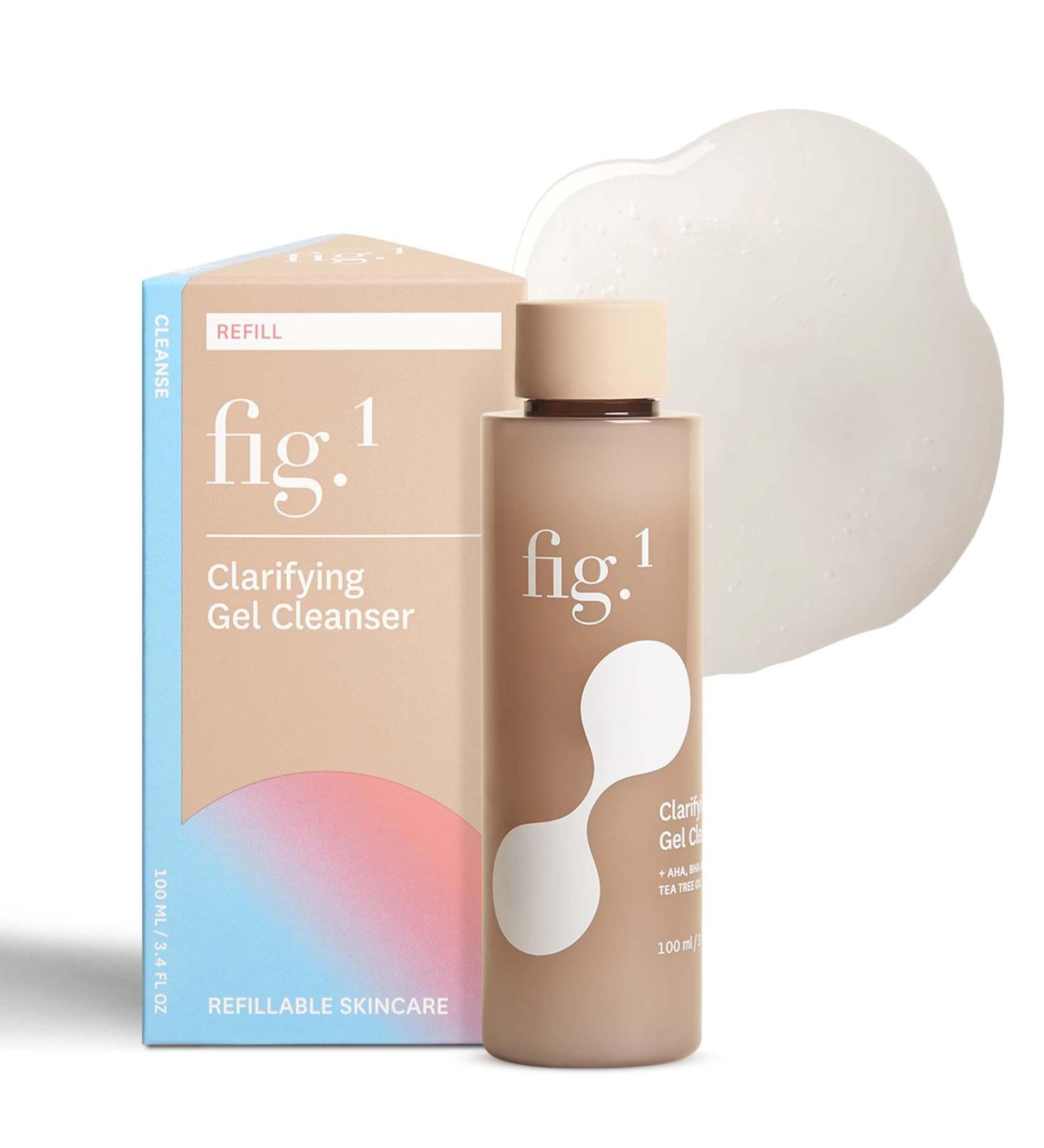 Fig.1 Clarifying Gel Cleanser Refill | AHA BHA Tea Tree Oil Formula for Oily & Sensitive Skin Face wash Deep Pore Cleansing Dermatologist Tested for Acne Prone Vegan & Refillable Solution 100ml Gel Cleanser Routine Cl  - Buy Online on GoSupps.com
