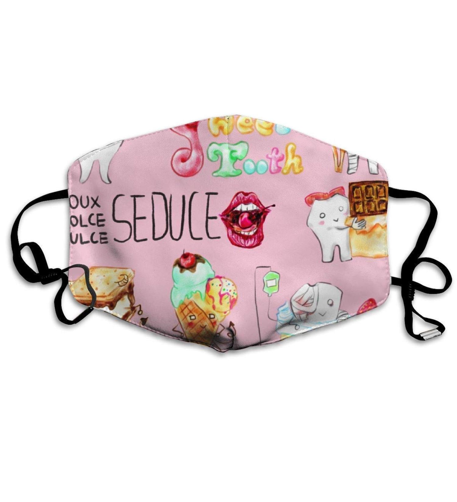 Sweet Tooth Washable Reusable Mask Cotton Anti Dust Half Face Mouth Mask For Kids Teens Men Women With Adjustable Ear Loops - Buy Online on GoSupps.com