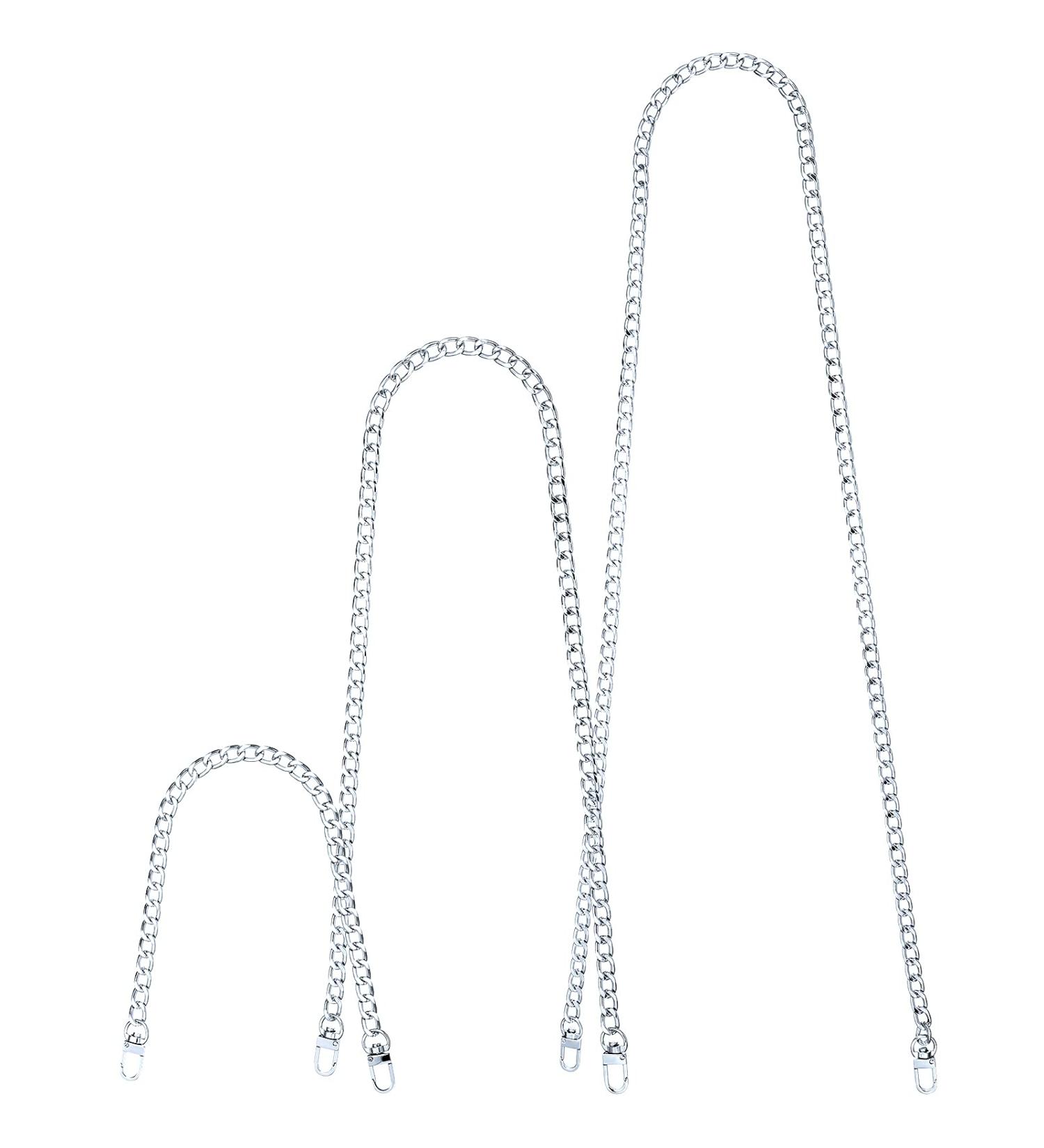 Replacement Purse Chain Strap Flat Chains Iron Bag Chains Shoulder Straps Purse Link Chains  with Metal Slide Hook Buckles for DIY Handbags Crafts  47.2 Inch 31.5 Inch 15.7 Inch (Silver Classic Style) Silver Classic Style - Buy Online on GoSupps.com