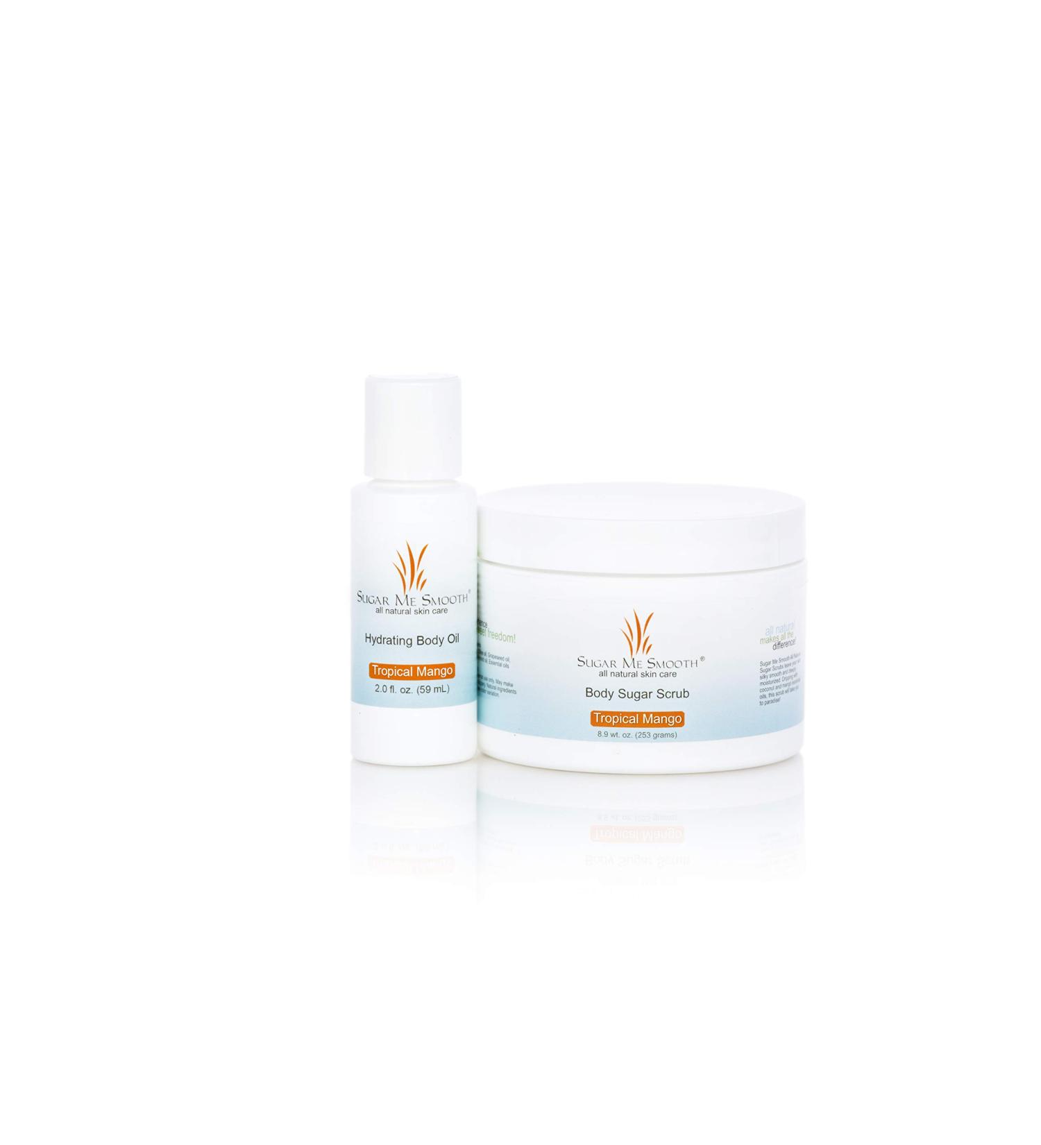 Buy Sugar Me Smooth Body Scrub & Oil Combo - Tropical Mango | Ultra Hydrating Exfoliating Sugar Scrub for Dry Skin | All Natural Body Care for Women - Buy Online on GoSupps.com