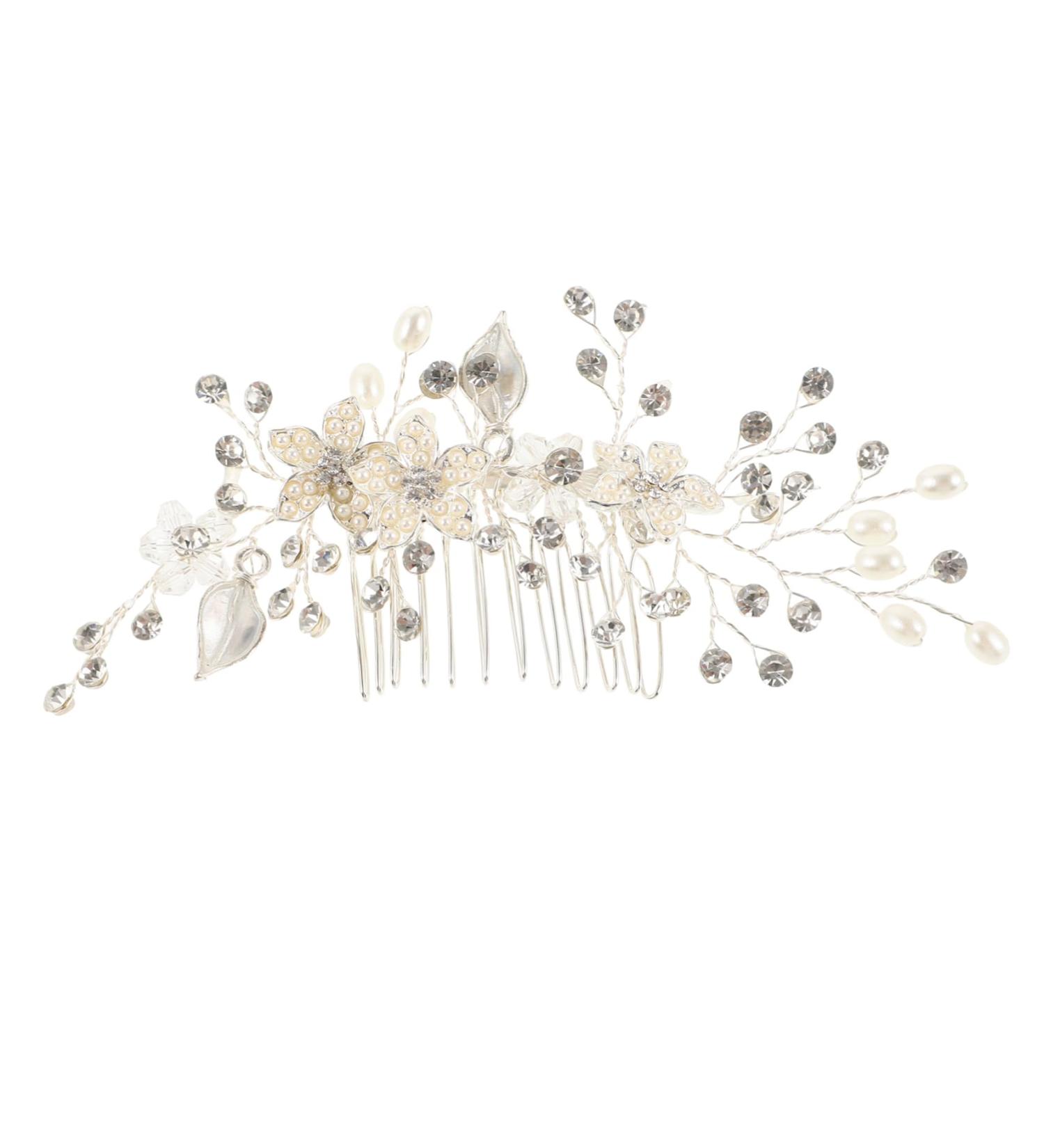 Angoily Bridal Headdress Prom Headpiece Pearl Hair Clip Women Hairpin Wedding Bridal Hair Comb Rhinestone Barrettes Pearl Hair Barrettes White Pearl Flower Bride Rhinestones - Buy Online on GoSupps.com