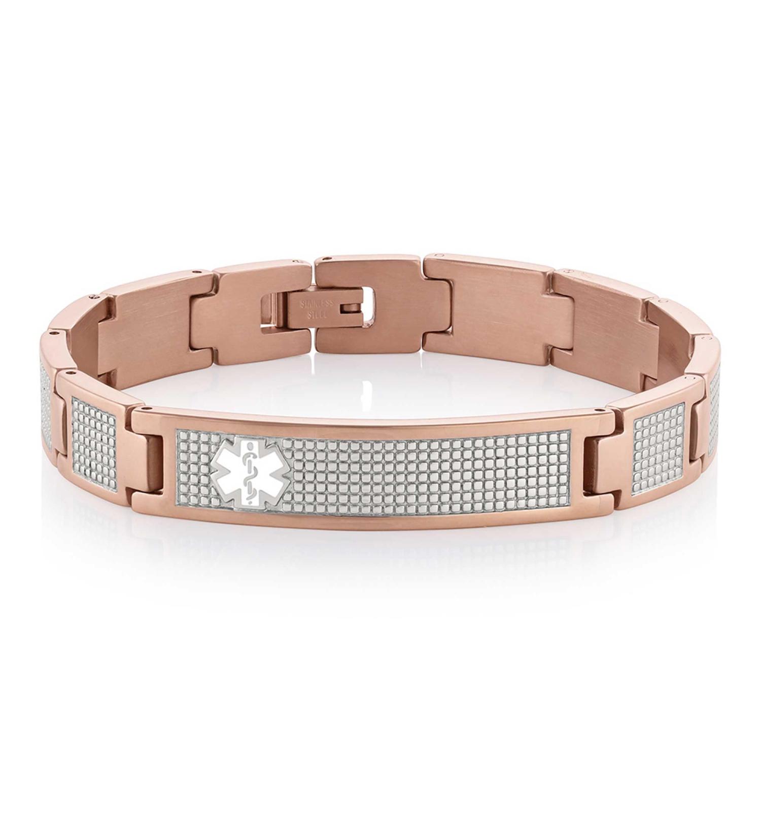 Buy Lynx Shine Rose Gold Medical ID Alert Bracelet - Personalized Engraving 6-7 Wrist Size - Stylish & Durable American Medical ID - Buy Online on GoSupps.com