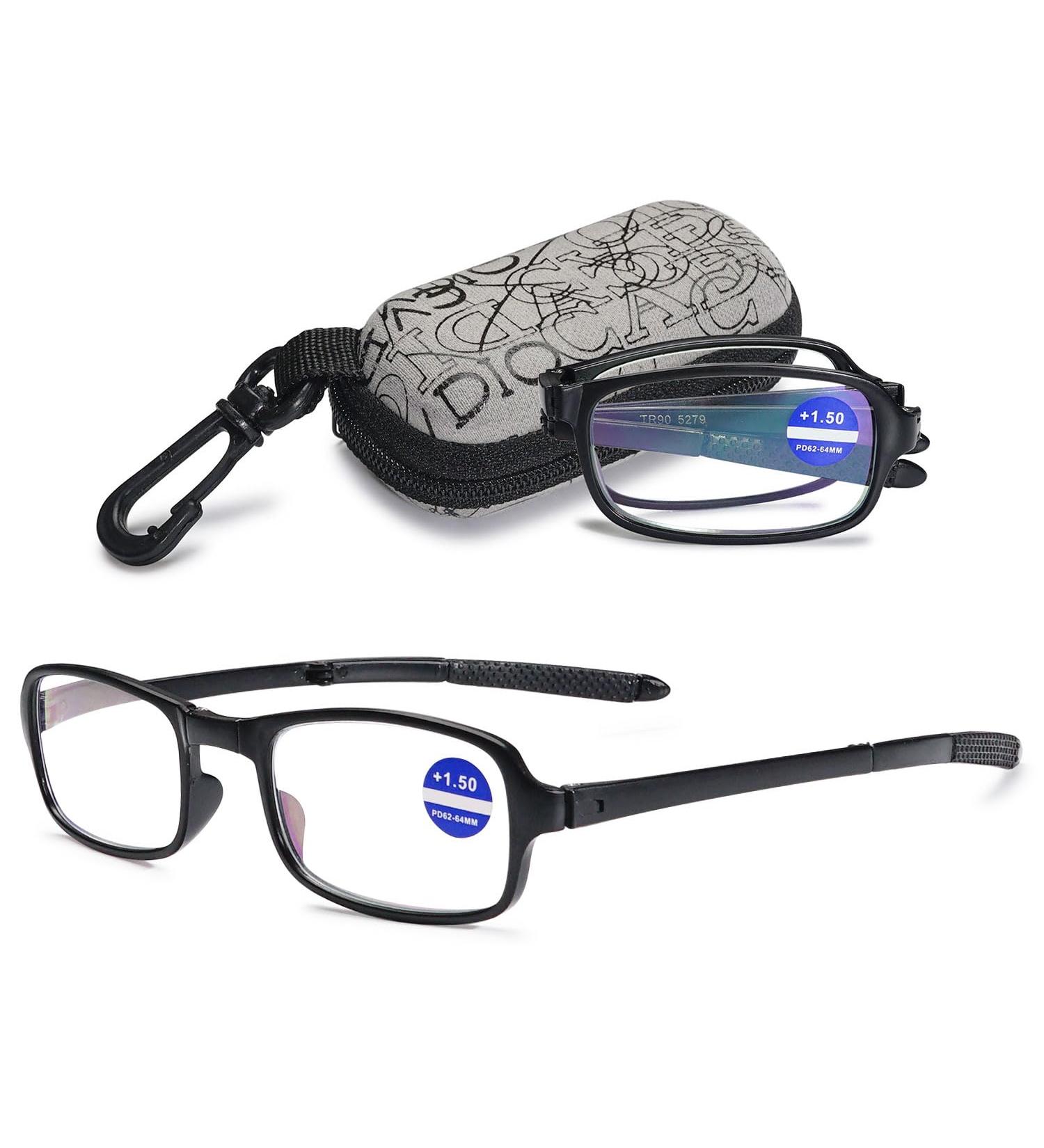 Vevesmundo Foldable Reading Glasses for Men & Women - Compact Diopter Options +1.0 to +4.0 Black Blue Light Filter Ideal for Travel - Buy Online on GoSupps.com