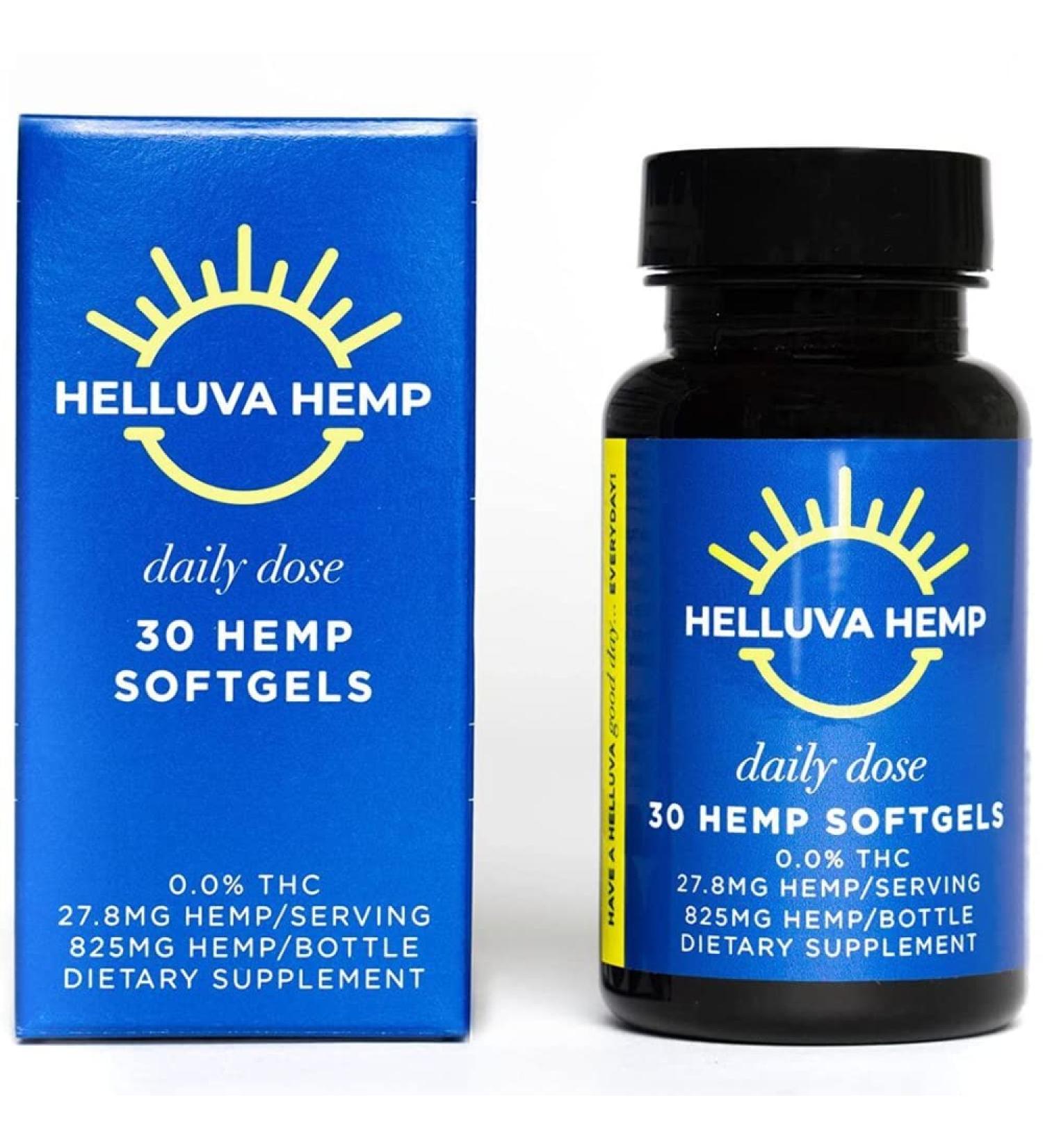 Helluva Hemp Oil Soft Gels 825mg - 100% USA Made - 30 Count | Premium Quality Hemp Supplement - Buy Online on GoSupps.com