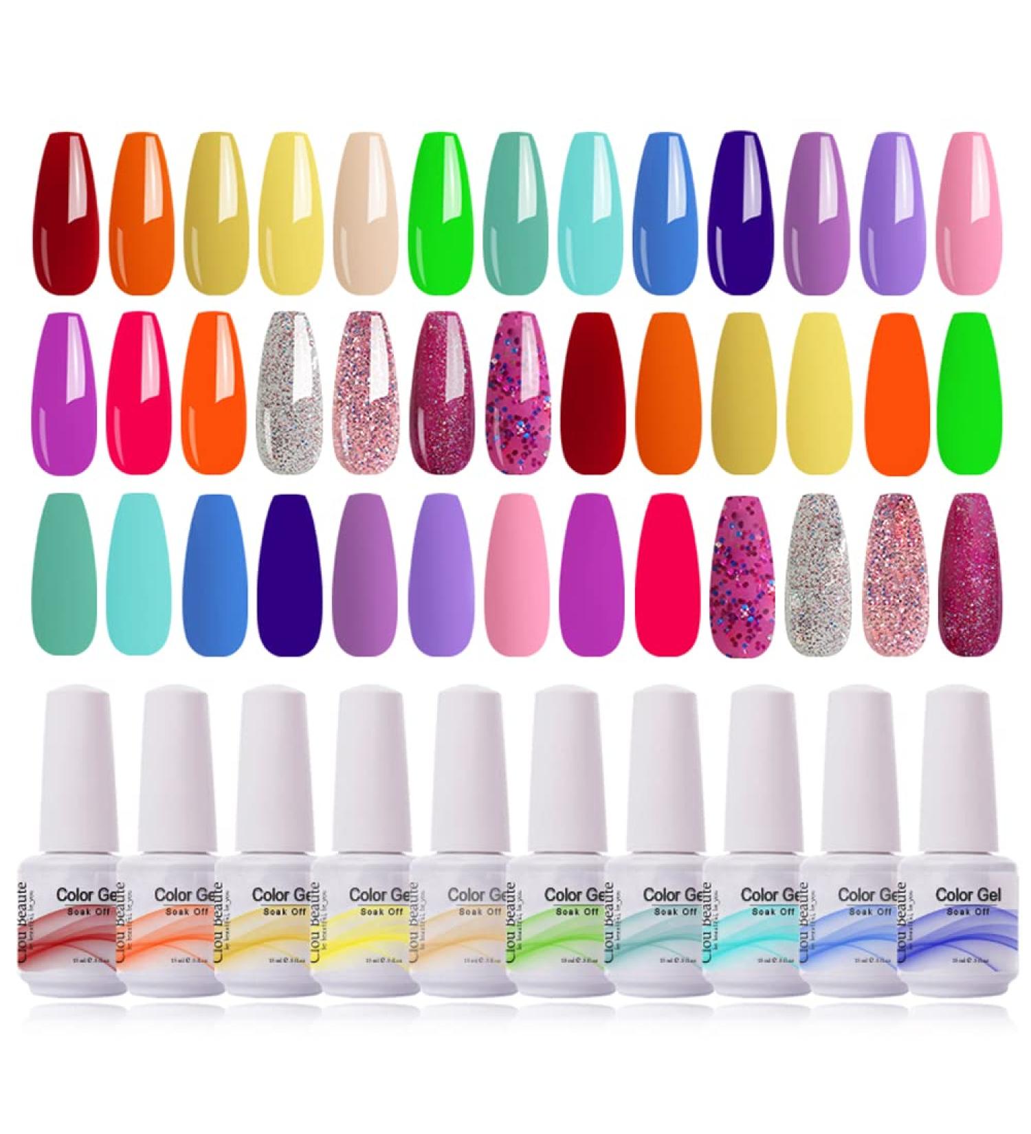 Clou Beaute 8ml 20Pcs Fruit Bubbles Collection Gel Nail Polish Set - Neon Pink Orange Purple - 20 Colors Soak Off UV LED Nail Gel Polish Art Varnish Gift Box Set - Buy Online on GoSupps.com