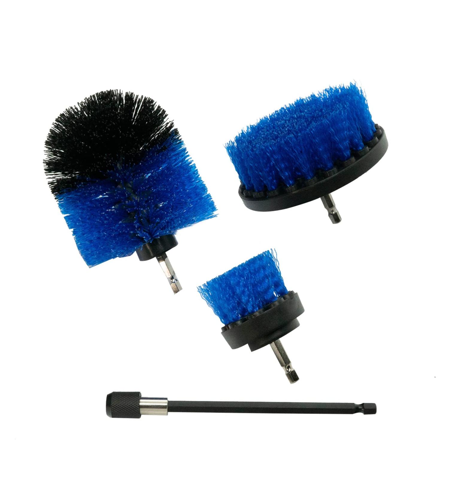 VERMEYEN 4 Pack Drill Brush Detailing Set - All Purpose Cleaning Brushes for Grout, Tile, Bathroom, Car & Kitchen Surfaces - Blue - Buy Online on GoSupps.com