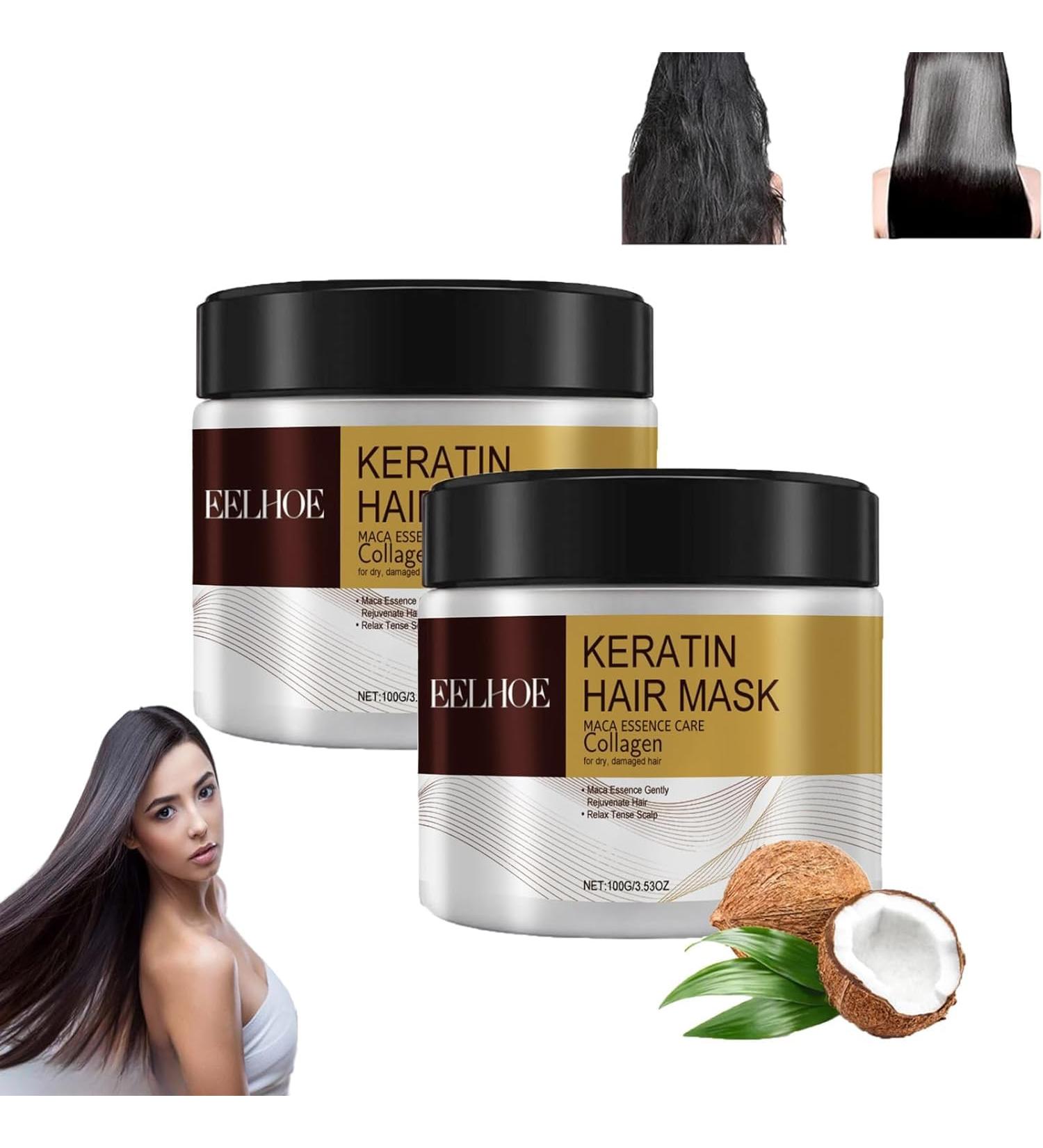 Collagen Hair Treatment Collagen Hair Mask Conditioning Argan Oil Hair Mask Keratin Hair Mask Collagen Treatment Deep Repair Conditioner Hair Masks for Dry Damaged Hair (2PCS) - Buy Online on GoSupps.com