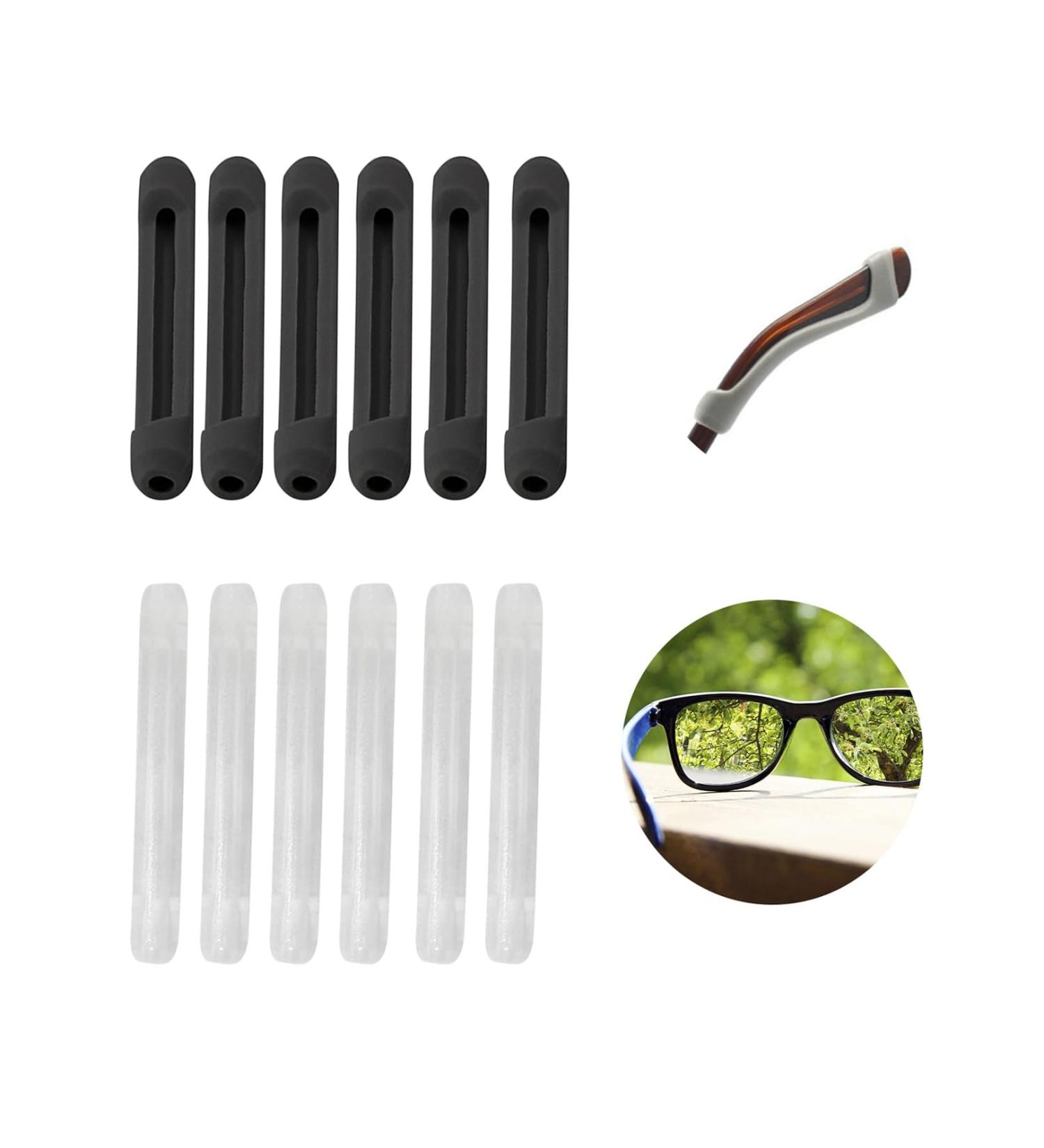 6 Pairs Anti-Slip Silicone Glasses Brackets - Repair & Support for Short-Sighted Glasses & Sunglasses (Black & Transparent) - Buy Online on GoSupps.com