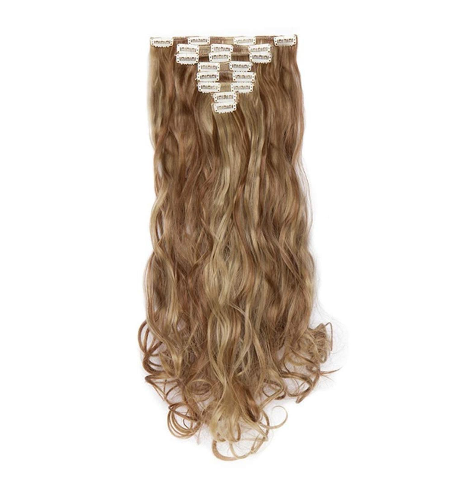 24 Inch Synthetic Clip-In Hair Extensions - 8pcs Set High Temperature Fiber Wig for Long Hair | International Shipping - Buy Online on GoSupps.com