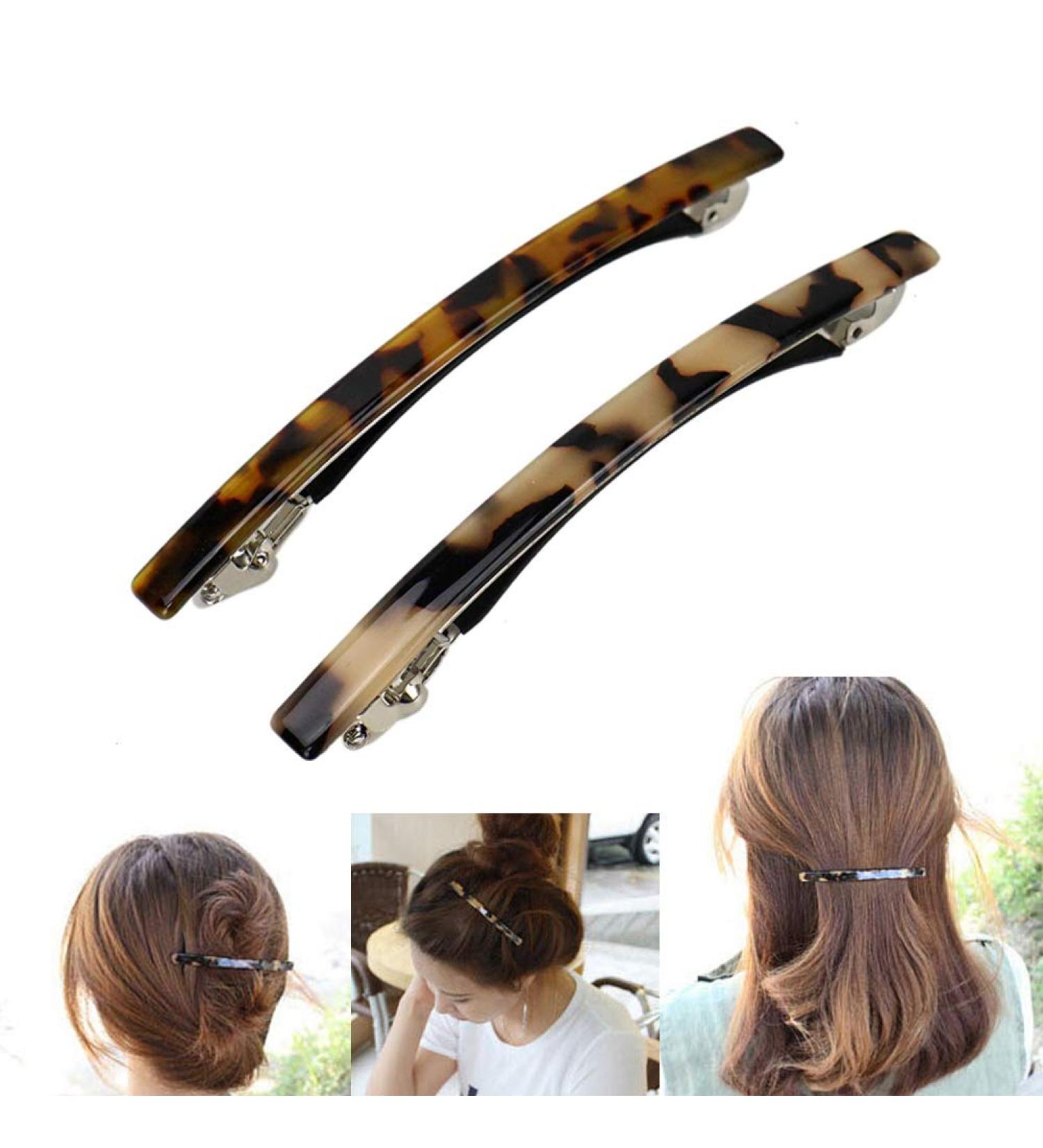 Luckycivia 2 Pack Handmade Celluloid Onyx Hair Barrette - Elegant 4 Inch Automatic Hair Clip for Women/Girls - Buy Online on GoSupps.com