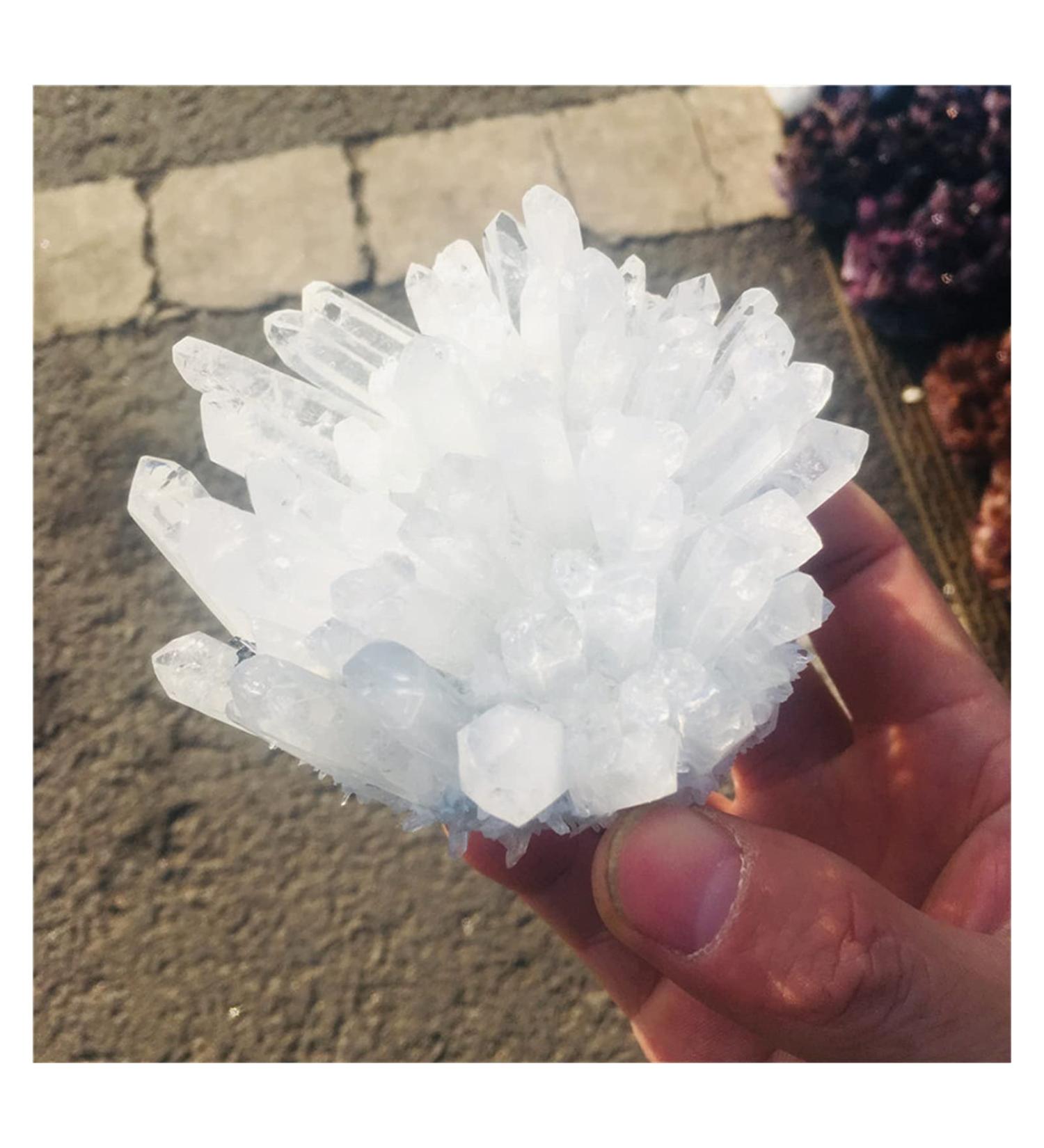 Natural Crystal Cluster White Specimen Ore Quartz Reiki Stone Ra Crystal Home Decor Full of Texture (Size : 300-400g) - Buy Online on GoSupps.com