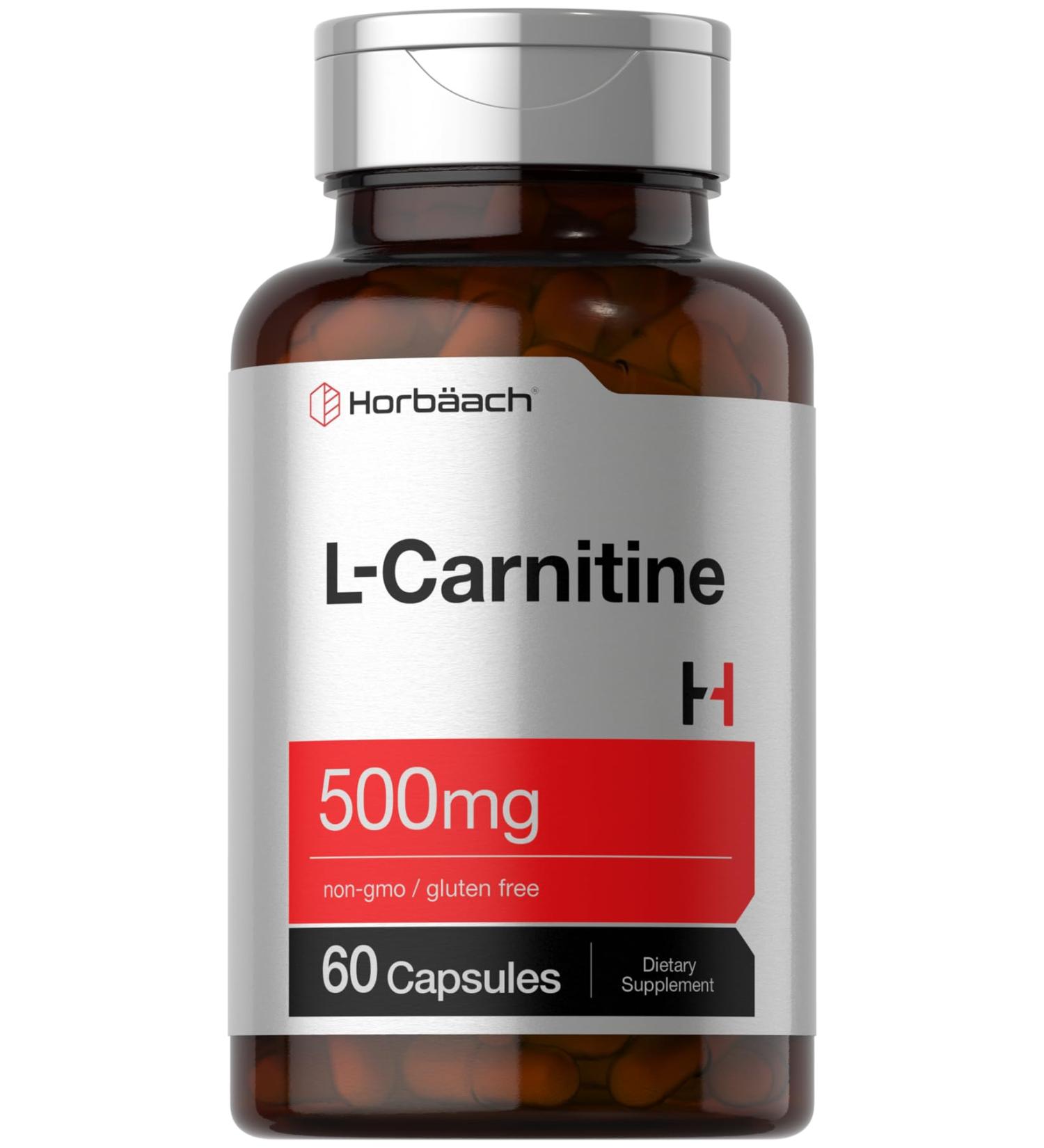 Horb ach L-Carnitine Supplement 500mg - 60 Capsules | Non-GMO Gluten Free L-Carnitine L-Tartrate for Weight Loss & Energy Boost - Buy Online on GoSupps.com