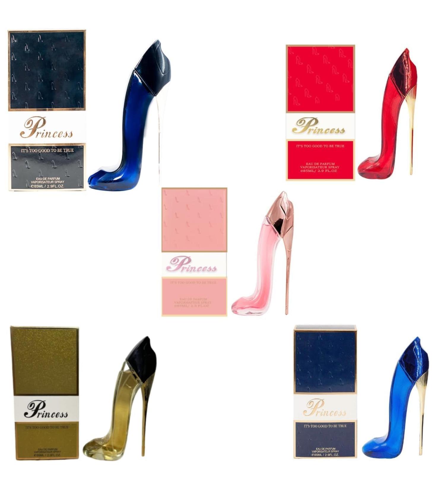 Princess High Heel Perfume for Women (2.9oz/85ml x 5pcs) Black Gold Pink Blue & Red Eau de Parfum (Pack of 5) - Buy Online on GoSupps.com