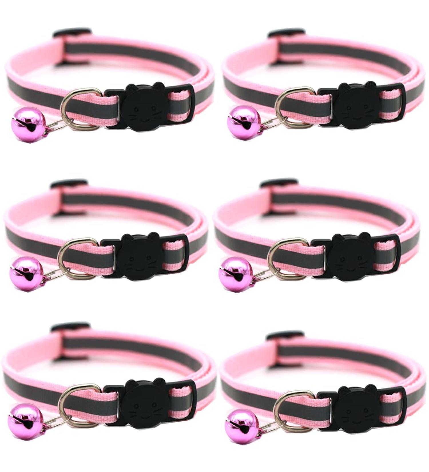 Hepplly 6-Pack Light Pink Cat Collars - Quick Release Reflective Kitten Collars with Bell for Safe Outdoor Play - Buy Online on GoSupps.com
