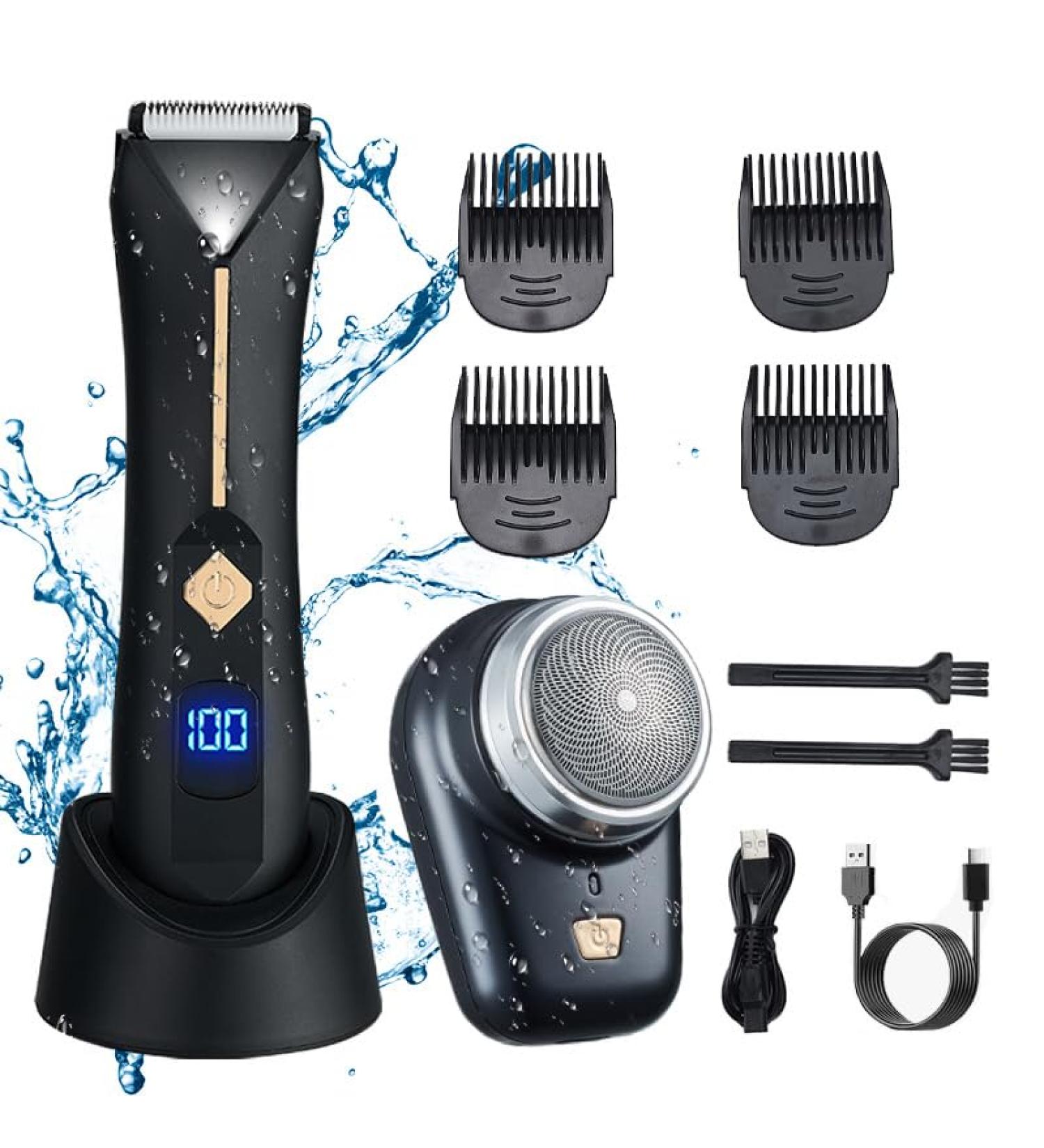 Buy 2-in-1 Men's Electric Hair Clipper & Groin Trimmer - Rechargeable Body Grooming Razor for Pubic & Bikini Hair Removal - Buy Online on GoSupps.com