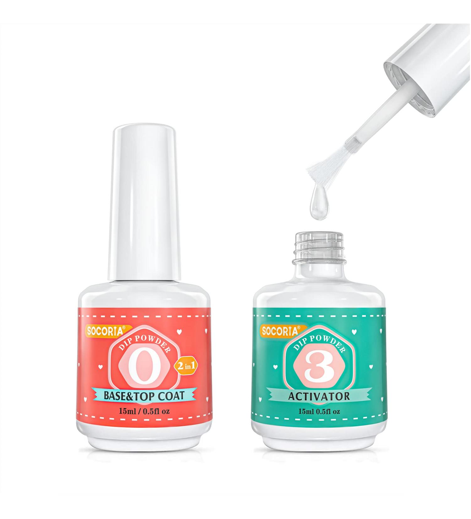 2in1 Dip Powder Liquid Set for Fast Dry Nails - Base & Top Coat + Activator | No Lamp Needed | High Capacity (0.5oz) Clear - Buy Online on GoSupps.com