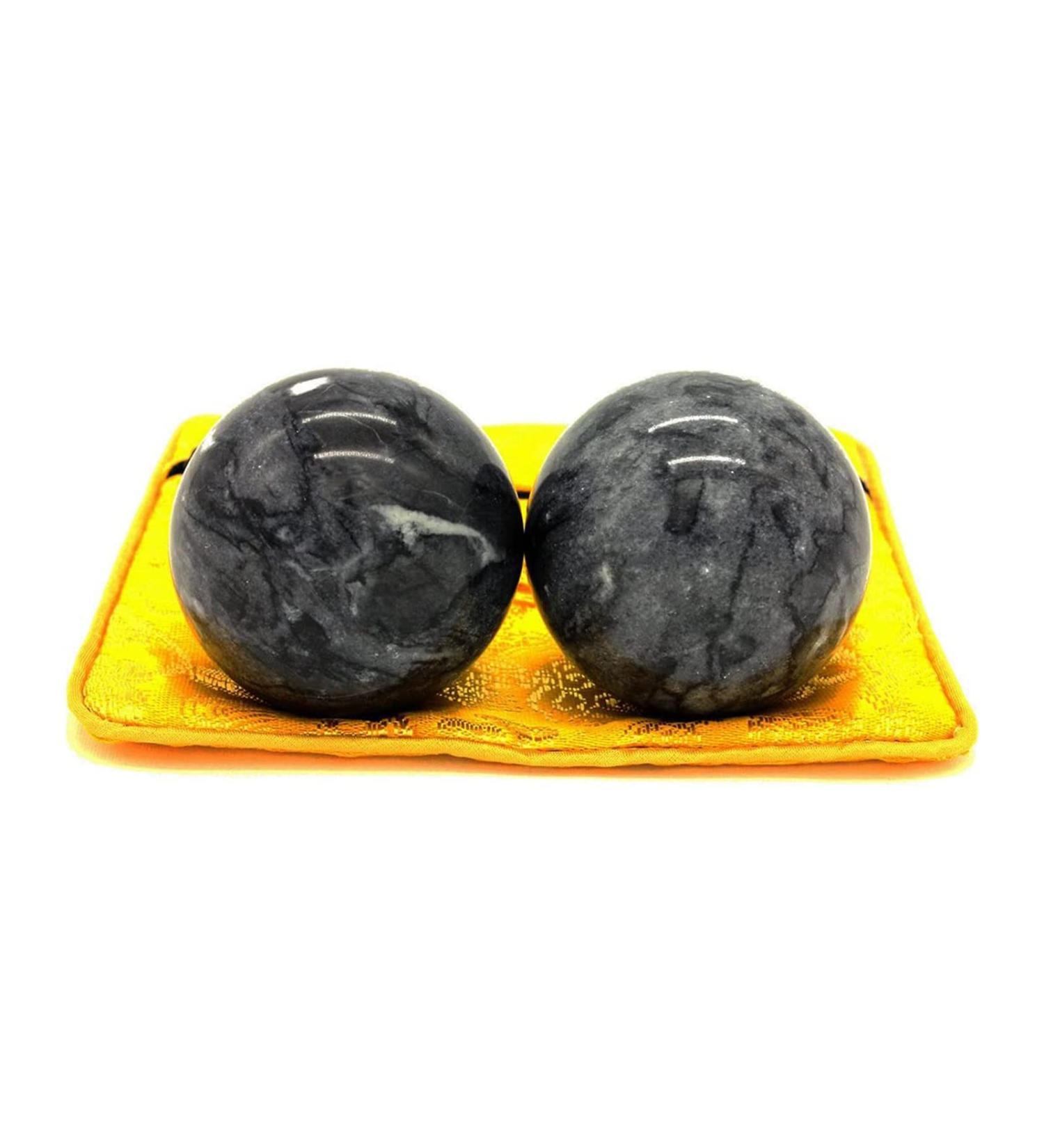 STCREE 5 cm Marble Handballs | Chinese Baoding Balls for Health Meditation & Fitness | Black Gray Hand Therapy Tool - Buy Online on GoSupps.com