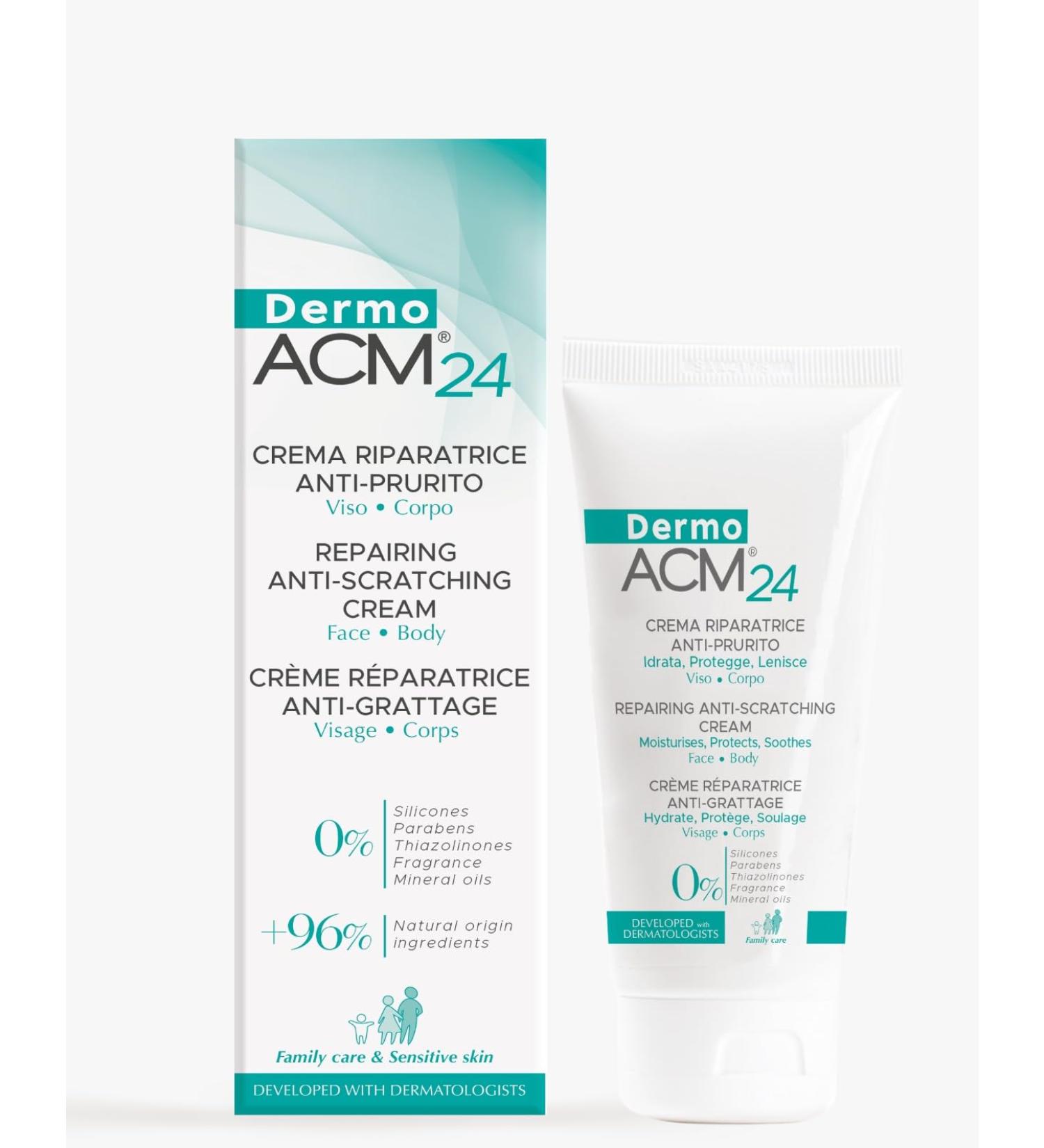 DermoACM Repairing Moisturizing Cream for Face and Body against Itching and Irritation. Soothing and Nourishing for Dry and Atopic Skin. With Pantenol Ceramide Vitamin E. 100 ml - Buy Online on GoSupps.com