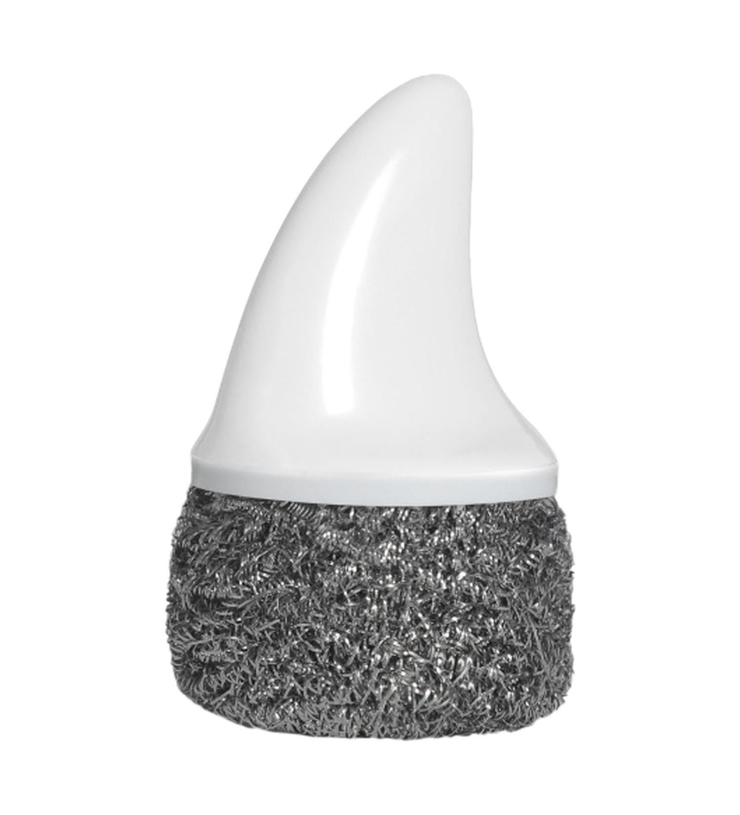 Besreey Stainless Steel Pot Scrubber | Stainless Steel Scrubber Pot Brush with Handle - Scouring Stubborn Messes Kitchen Brush Replaceable for Pans Barbecue Grill Grey - Buy Online on GoSupps.com