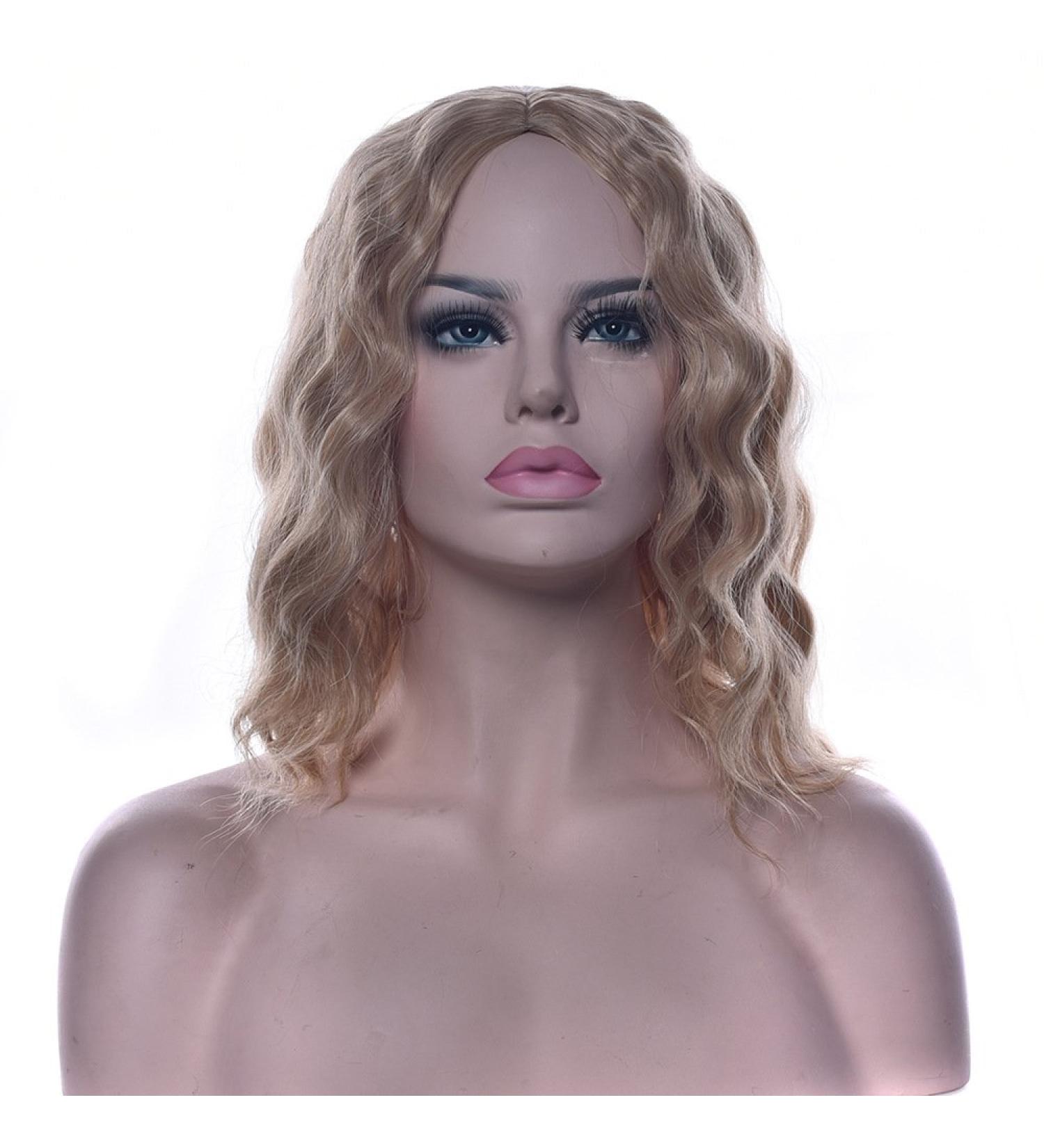 Fouriding Short Curly Wave Bob Wig for Women - Gold Halloween Cosplay & Anime Costume Hair - Buy Online on GoSupps.com