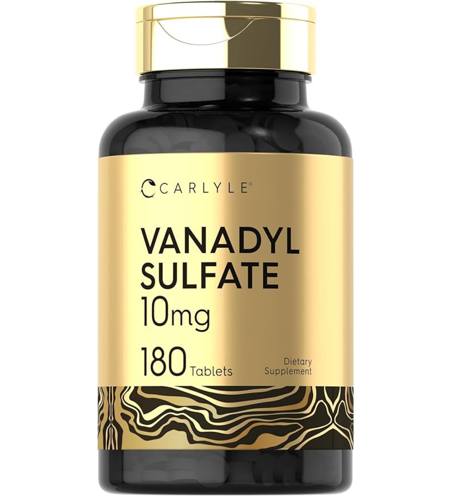 Vanadyl Sulfate 10mg with Chromium Picolinate | 180 Tablets | Vegetarian Non-GMO Gluten Free by Carlyle - Buy Online on GoSupps.com