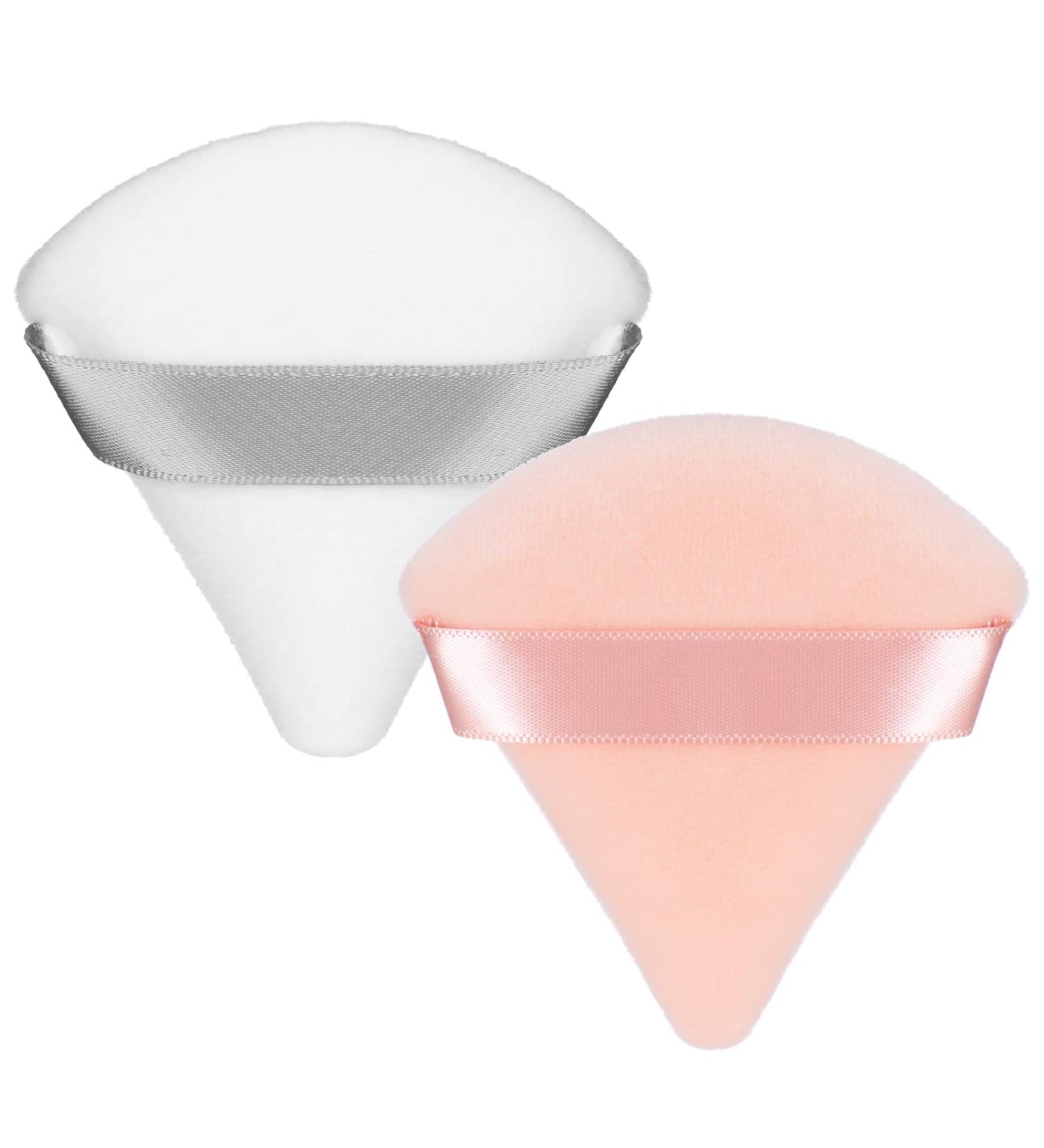 Patelai 2 Pcs Reusable Triangle Powder Puff Set | Soft Makeup Sponge with Strap | Ideal for Loose Powder and Foundation | Wet and Dry Application | White Nude - Buy Online on GoSupps.com