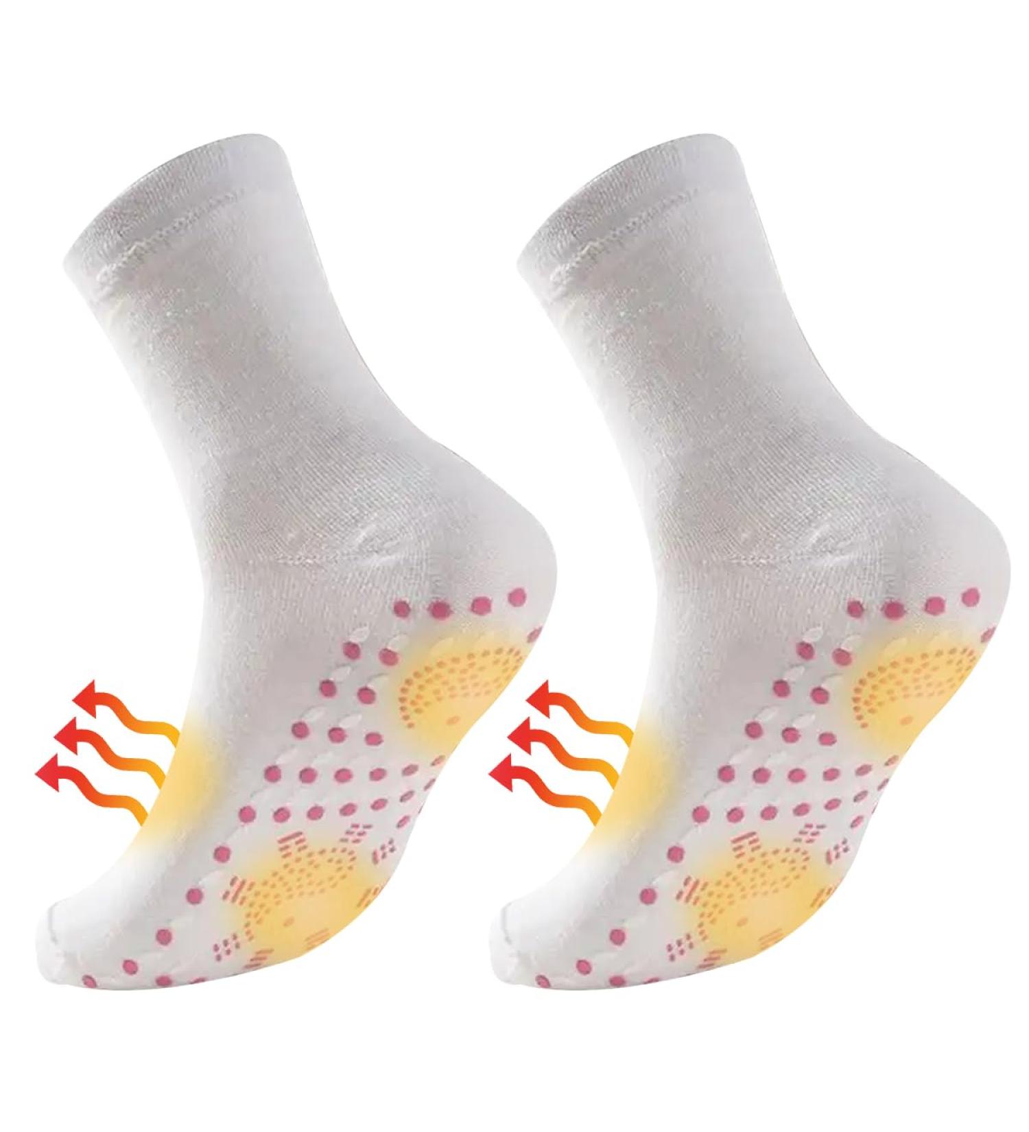 Fleau Heated Socks - Self Heating Non-Slip Massage Ski Socks - One Size White - Perfect Winter Gift - Buy Online on GoSupps.com