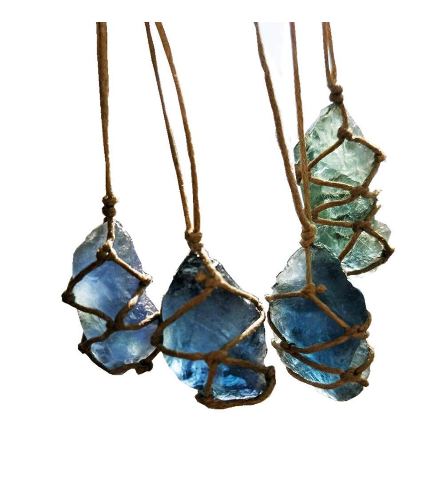 Raw Blue-green Fluorite Crystal Pendant Necklace with Reiki Chakra Healing Treatment - Buy Online on GoSupps.com