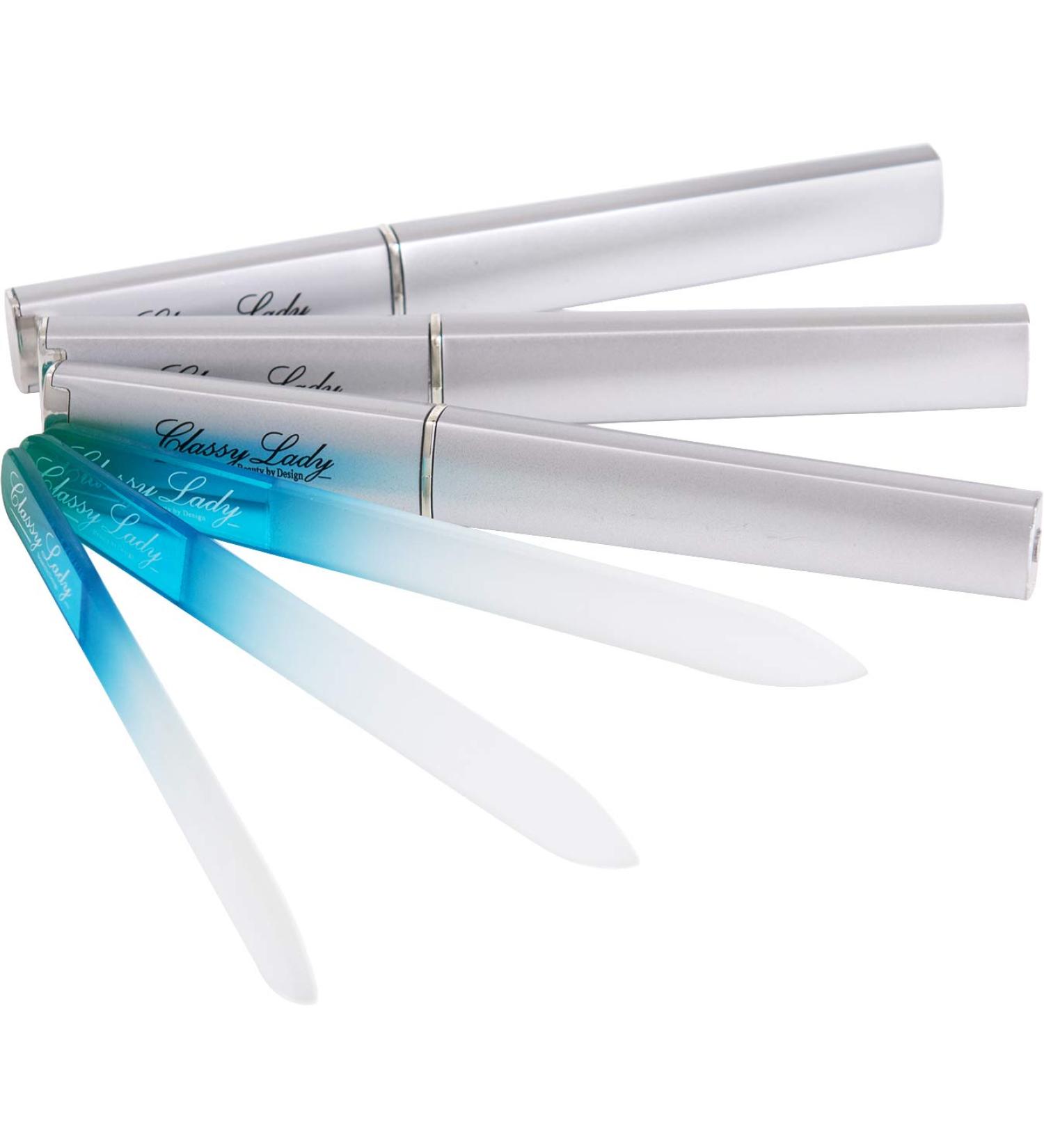 ClassyLady Beauty Glass Nail File Blue 3 Pack with Case - Set of 3 Premium Nail Files - Buy Online on GoSupps.com