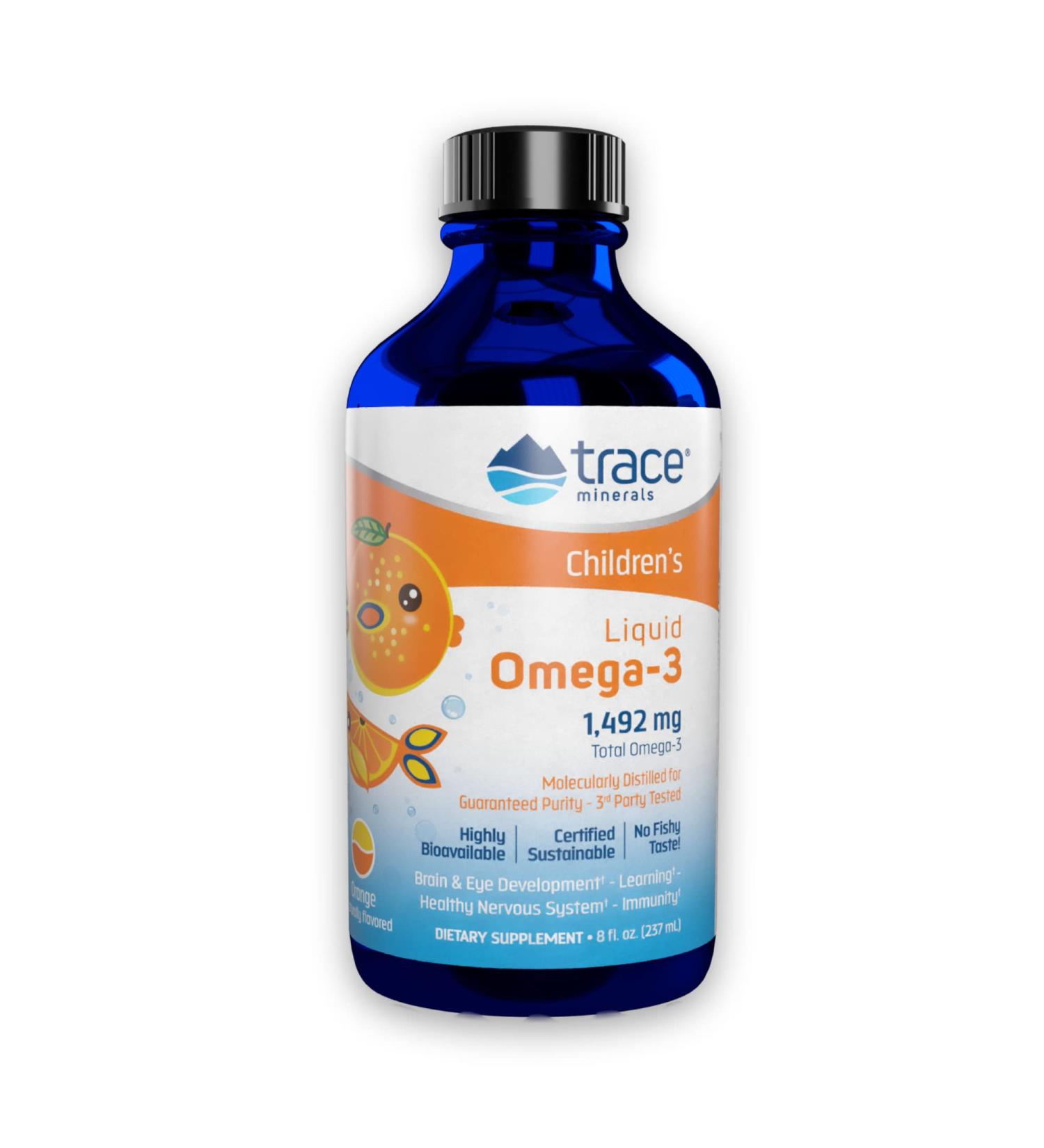 Trace Minerals Children's Liquid Omega-3 - Brain, Cognitive & Visual Development Support | Immunity & Heart Health | 8 Fl Oz - Buy Online on GoSupps.com