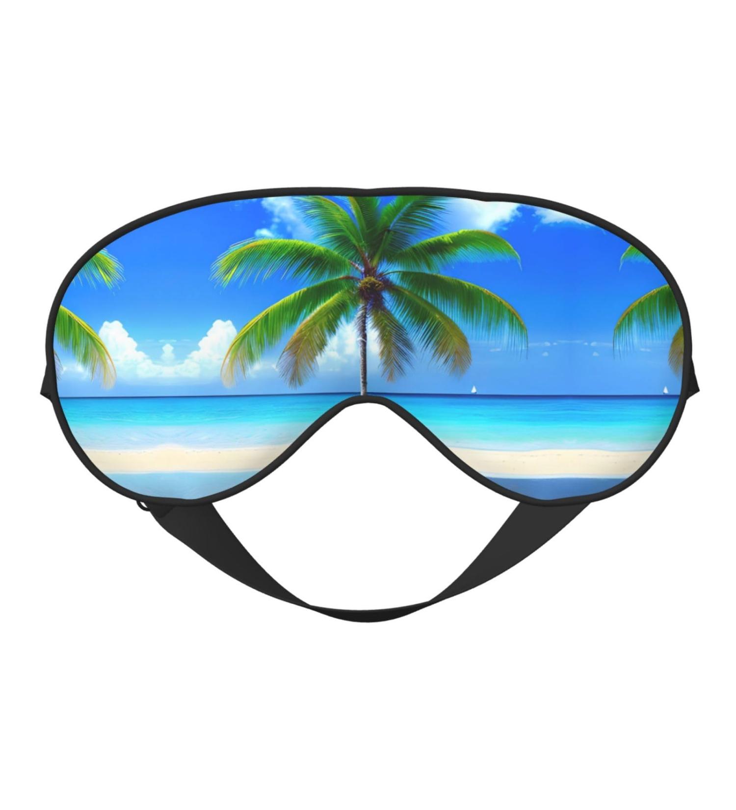 Shop Palm Trees & Clear Sea Print Unisex Sleep Mask - Double-Sided Eye Mask for Sound Sleep & Skin Care - Buy Online on GoSupps.com