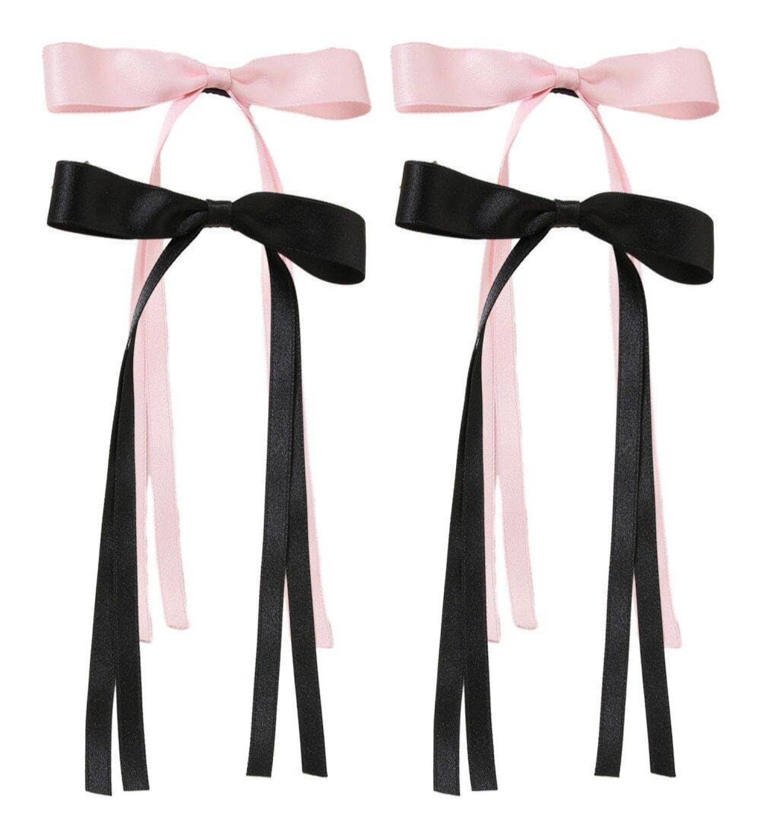 4pcs Hair Bows for Women Ribbon Long Tail Bowknot Hair Clips Elegant Tassel Hair Bow Clips Ponytail Holder Hair Accessories - Buy Online on GoSupps.com
