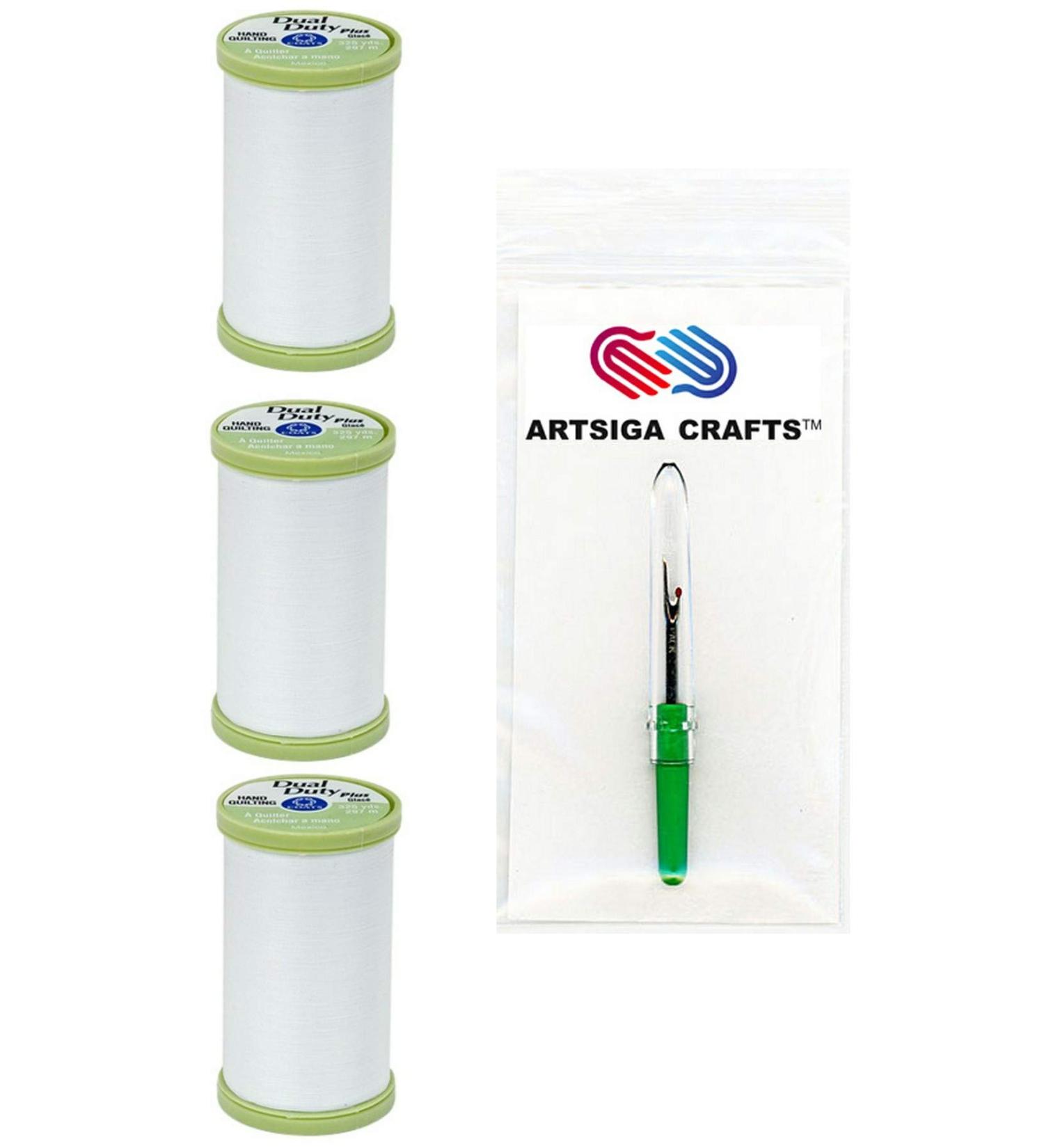Coats & Clark Hand Quilting Cotton Thread 3-Pack White Bundle + Seam Ripper - 325 Yards - Artsiga Crafts - Buy Online on GoSupps.com