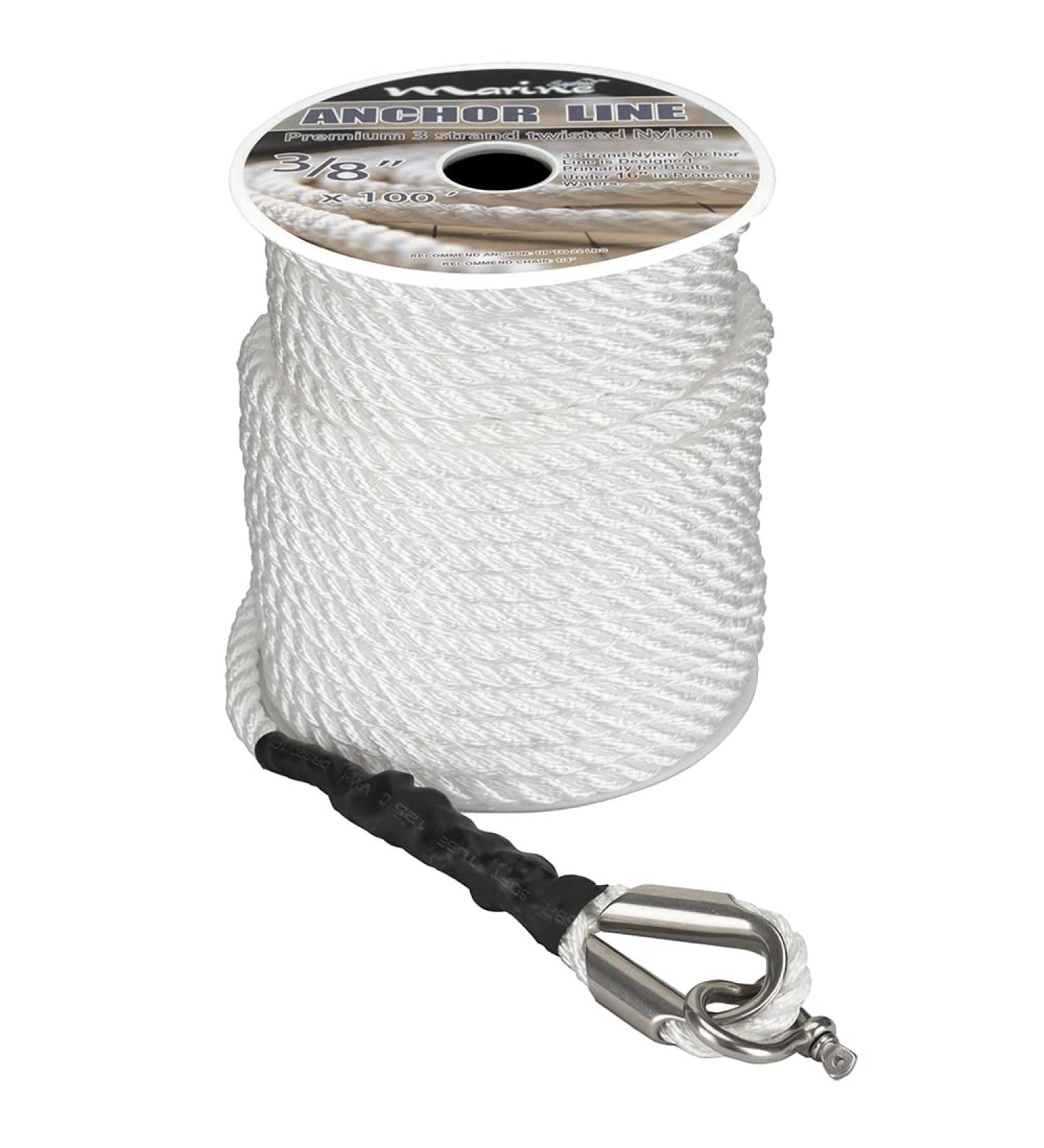 Nylon 3 Strand Anchor Rope 3/8 Inch 100FT/150FT White - Marine System - Buy Online on GoSupps.com