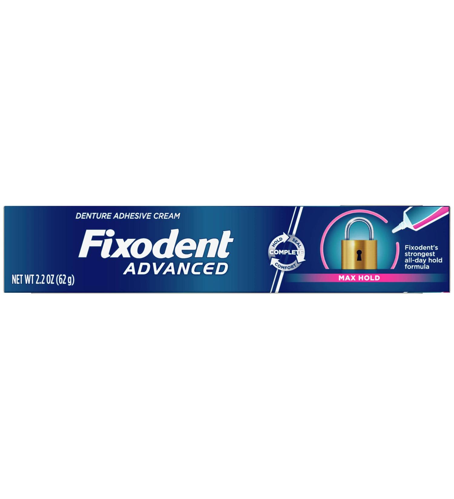 Fixodent Advanced Max Hold Denture Adhesive 62g - Strongest Denture Adhesive for All-Day Comfort - Buy Online on GoSupps.com