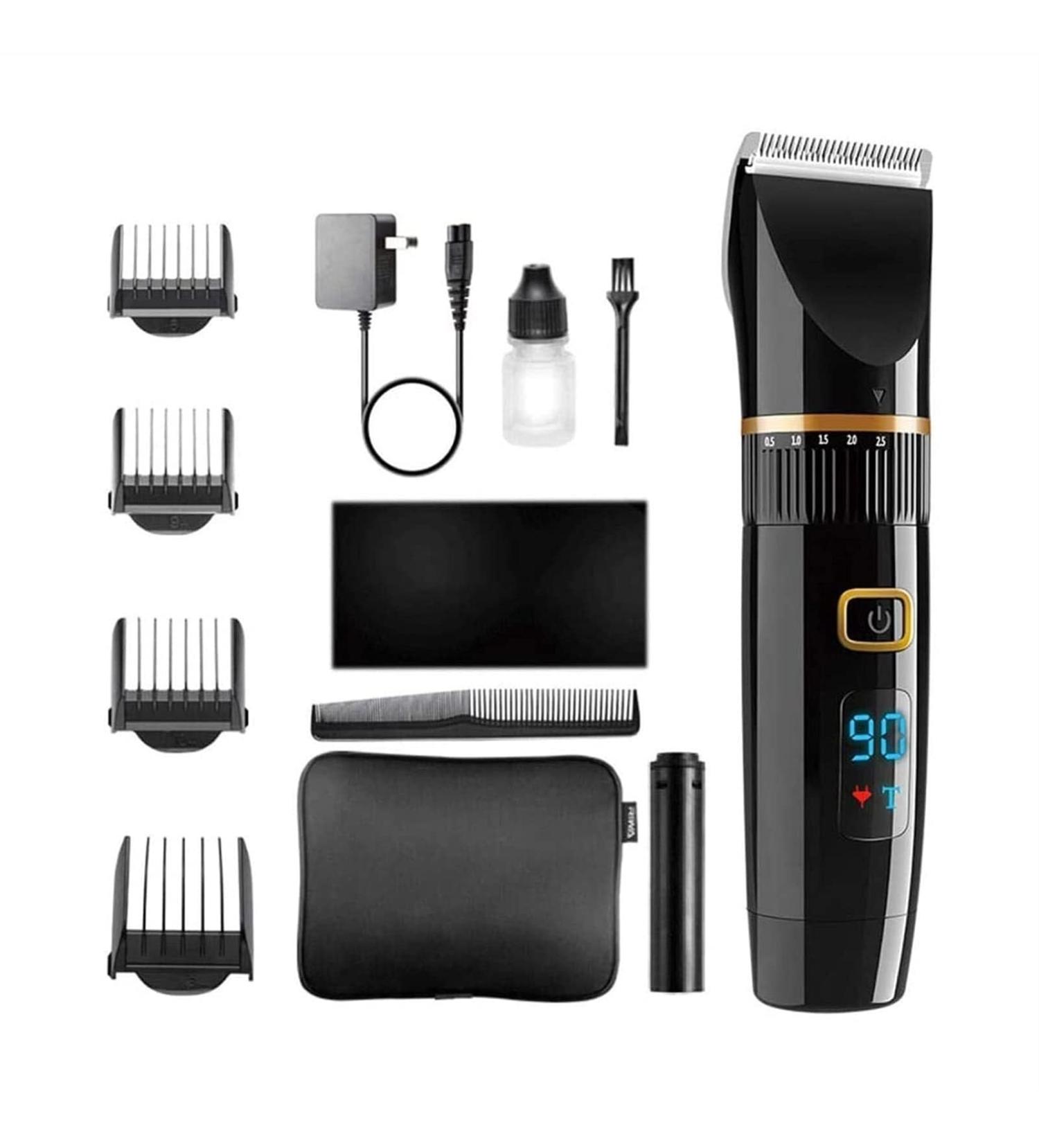 YQYBF Professional Hair Clippers - Rechargeable Hair Beard Trimmer Cordless Haircut Kit with Titanium & Ceramic Waterproof Blades for Wet/Dry Cut 5-Speed Adjustable with Barber Cape and Travel Bag - Buy Online on GoSupps.com