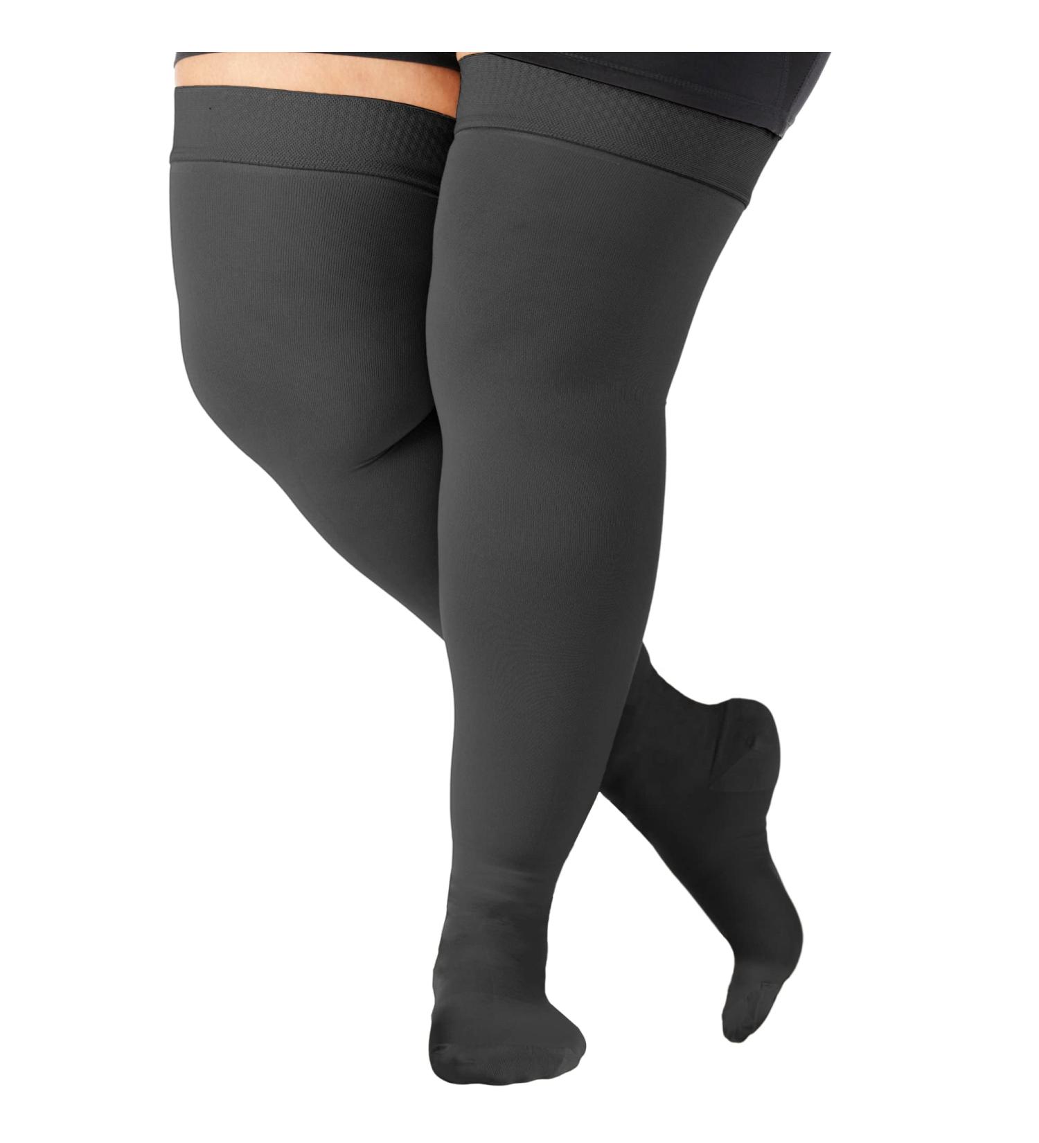 ABSOLUTE SUPPORT Plus Size Medical Compression Stockings 20-30mmHg | Unisex Thigh High for Maternity Thrombosis & Post Surgery - Black 5X-Large - Buy Online on GoSupps.com