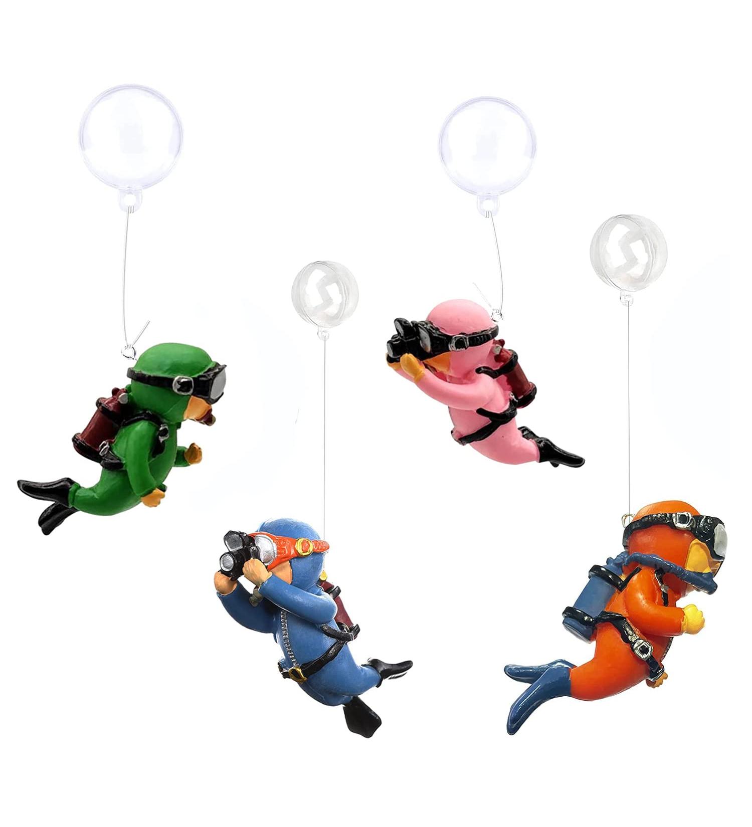 Taicols 4-Piece Floating Aquarium Decoration | Fish Tank Ornaments & Accessories | Unique Divers Ornament for Stunning Aquariums - Buy Online on GoSupps.com