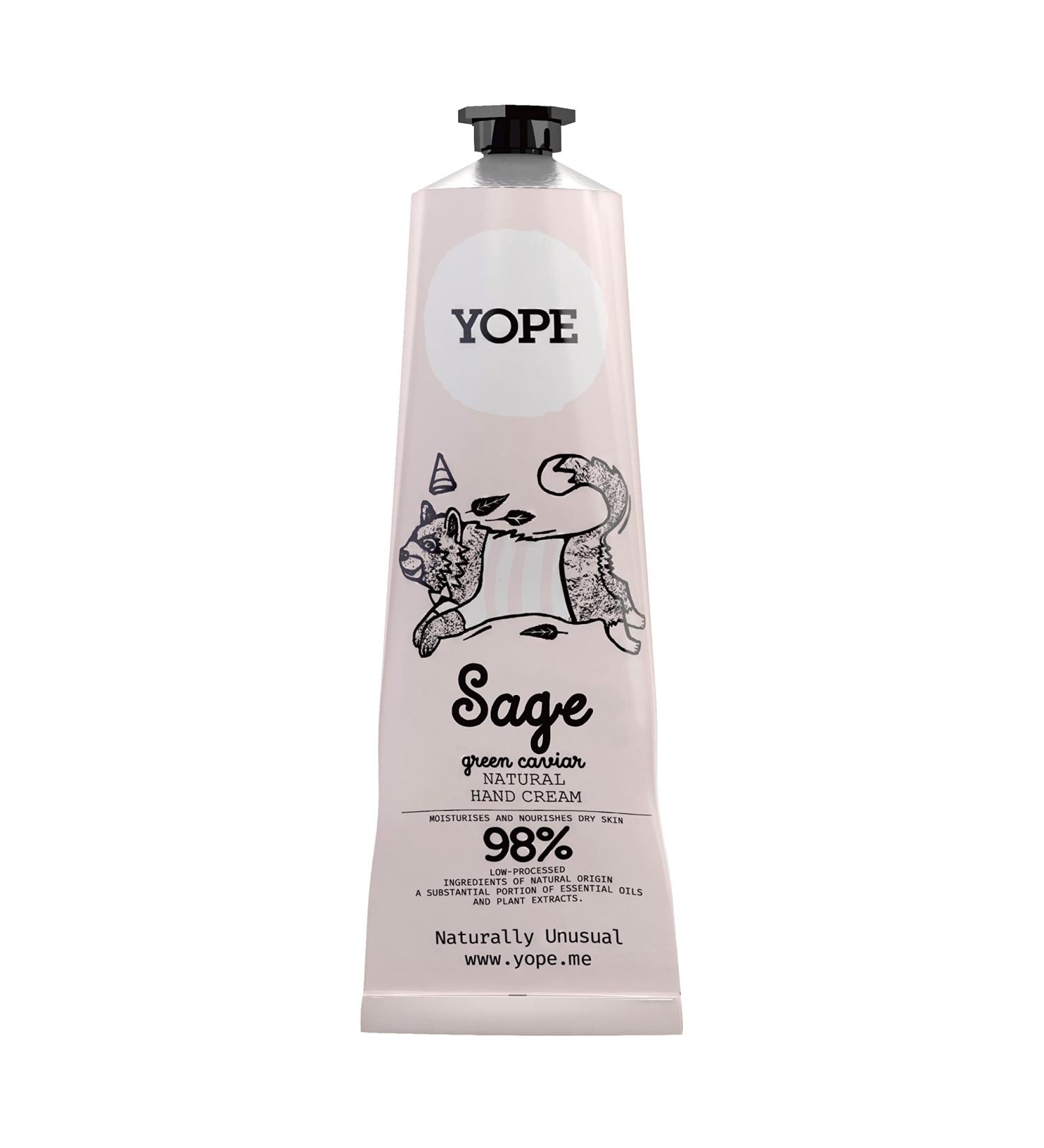 YOPE Natural Hand Cream - Sage & Green Caviar | 98% Natural Ingredients | 100ml | Nourishing & Hydrating for All Skin Types - Buy Online on GoSupps.com
