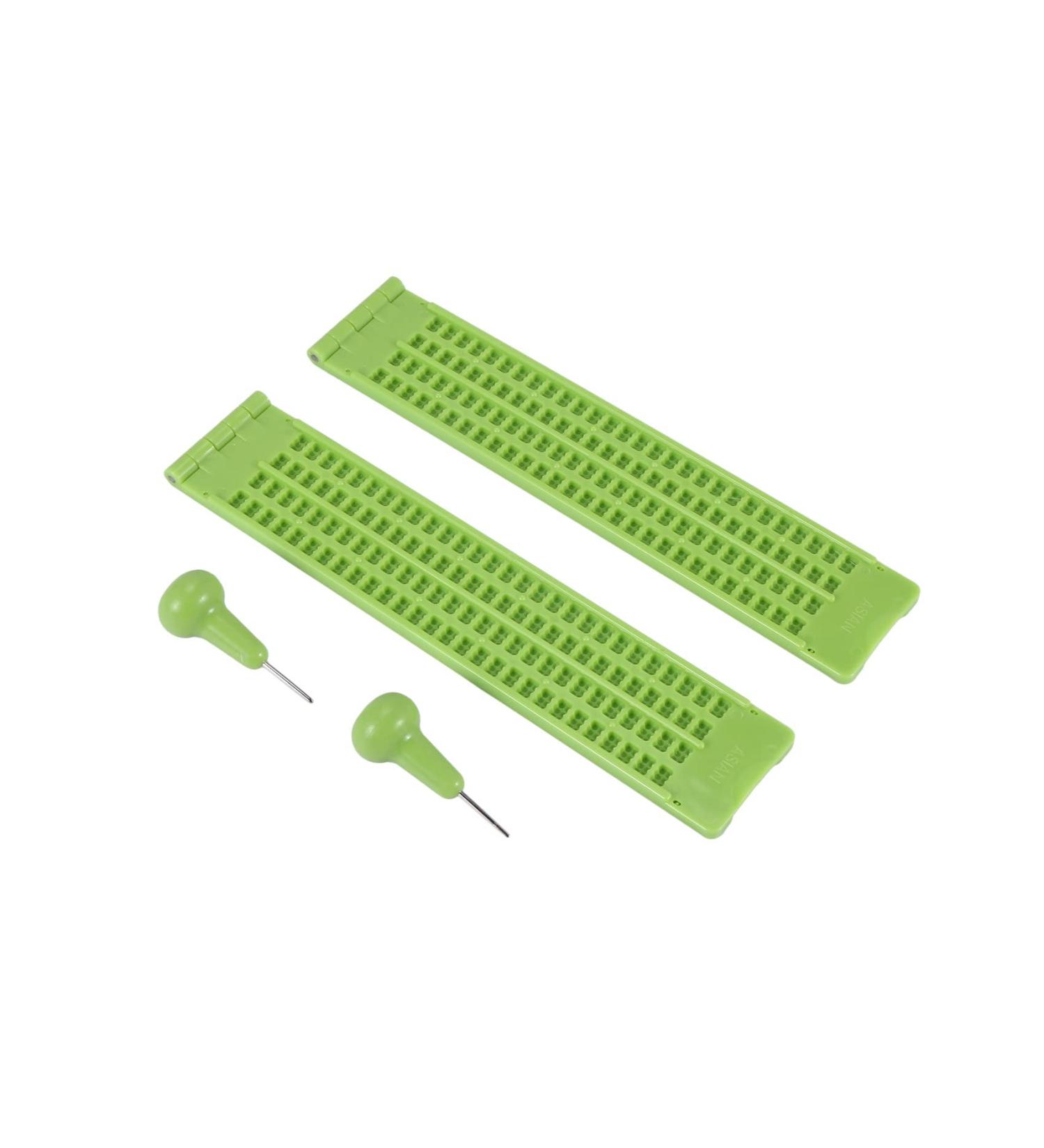 FREDY 4 Lines 28 Cells Braille Slate Kit - Green Plastic Braille Writing Slate for International Shipping - Buy Online on GoSupps.com