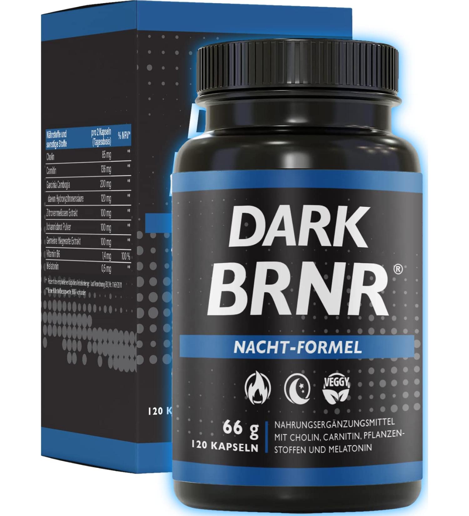 DARK BRNR Night Formula - Melatonin & L-Carnitine for Metabolism Support | 120 Capsules - Buy Online on GoSupps.com
