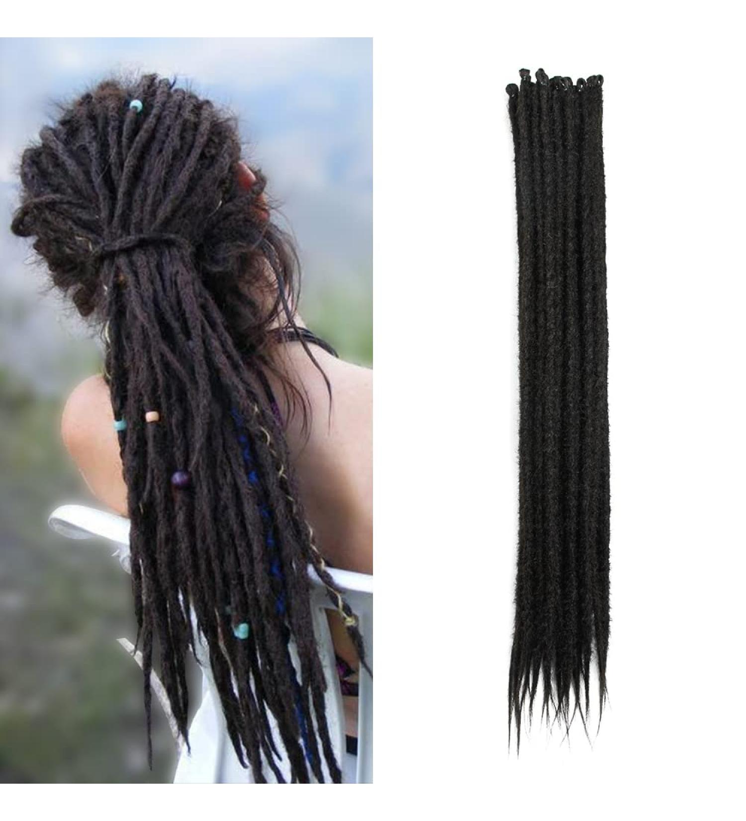 20 Synthetic Dreadlocks Extensions | 20 Strands/Pack | Soft Crocheted Braided Hair | Dark Brown | Reggae Hip-Hop Style - Buy Online on GoSupps.com