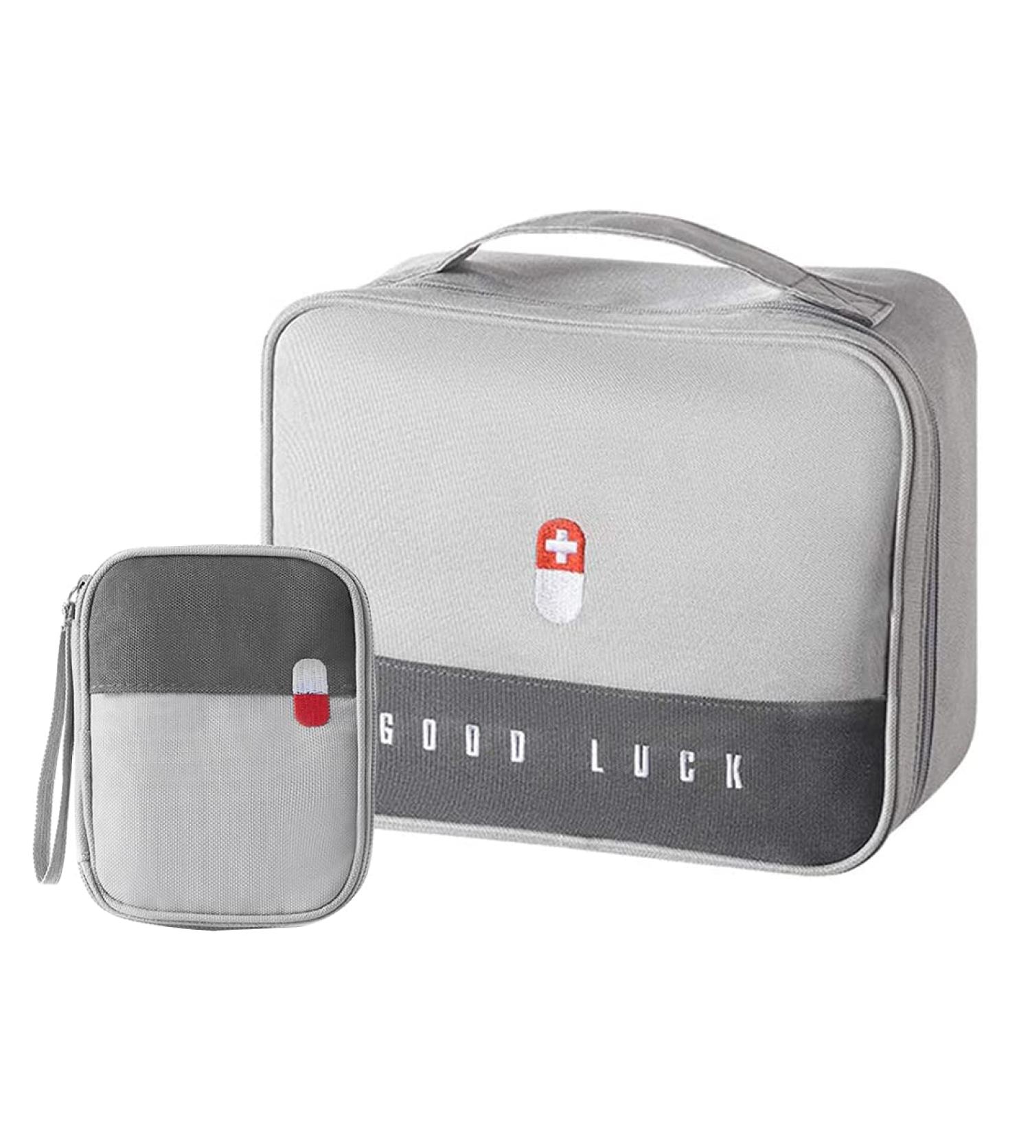 Large Capacity Waterproof Medication Bag - Portable Medical Storage for Home Office & Travel (2-Pack Gray) - Buy Online on GoSupps.com