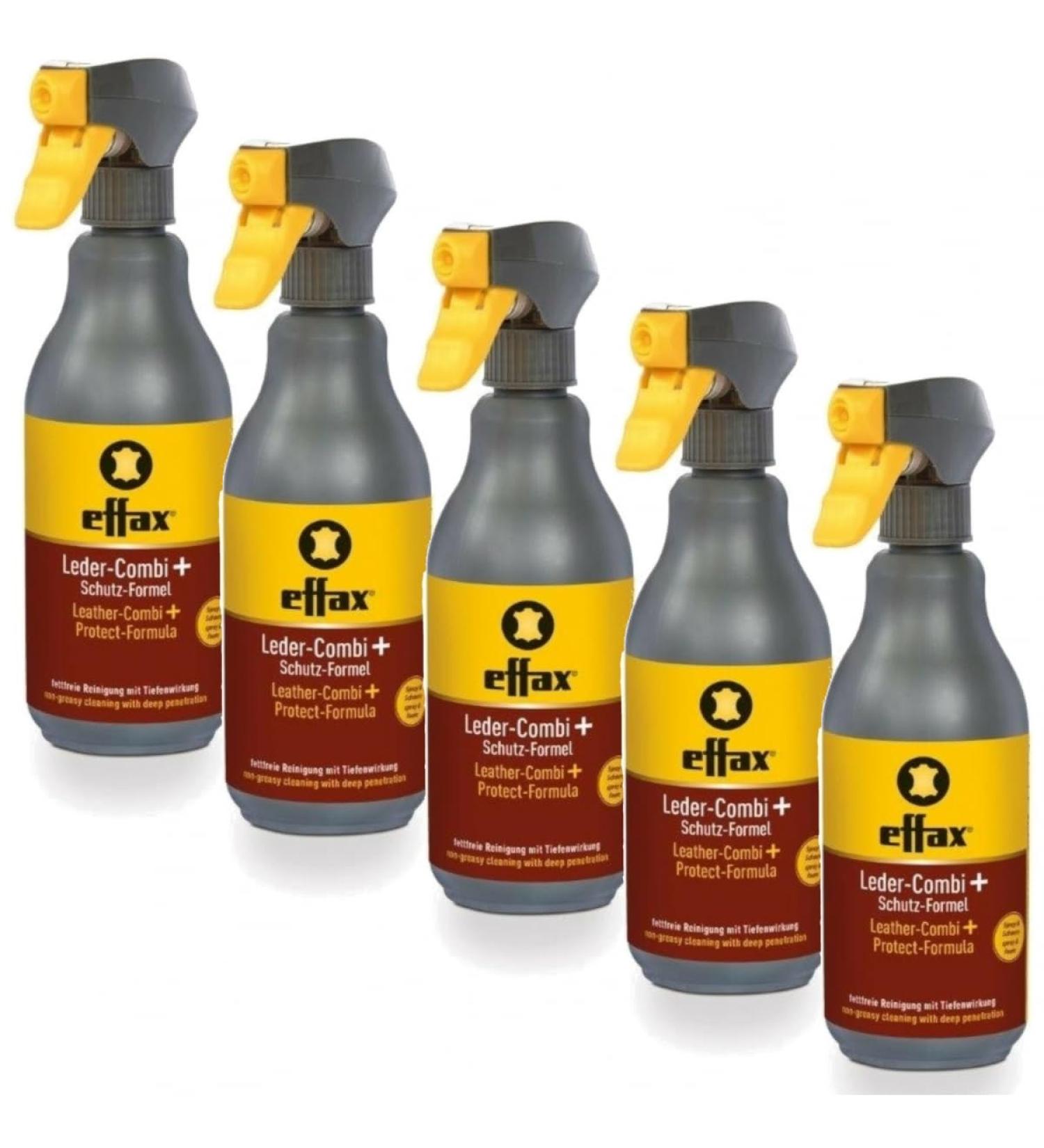 Effol-Effax Leder Combi + Protection Formula | Leather Cleaner & Care | 5 x 500 ml Spray Set | Effective Dirt & Fat Removal | Mild Surfactants - Buy Online on GoSupps.com