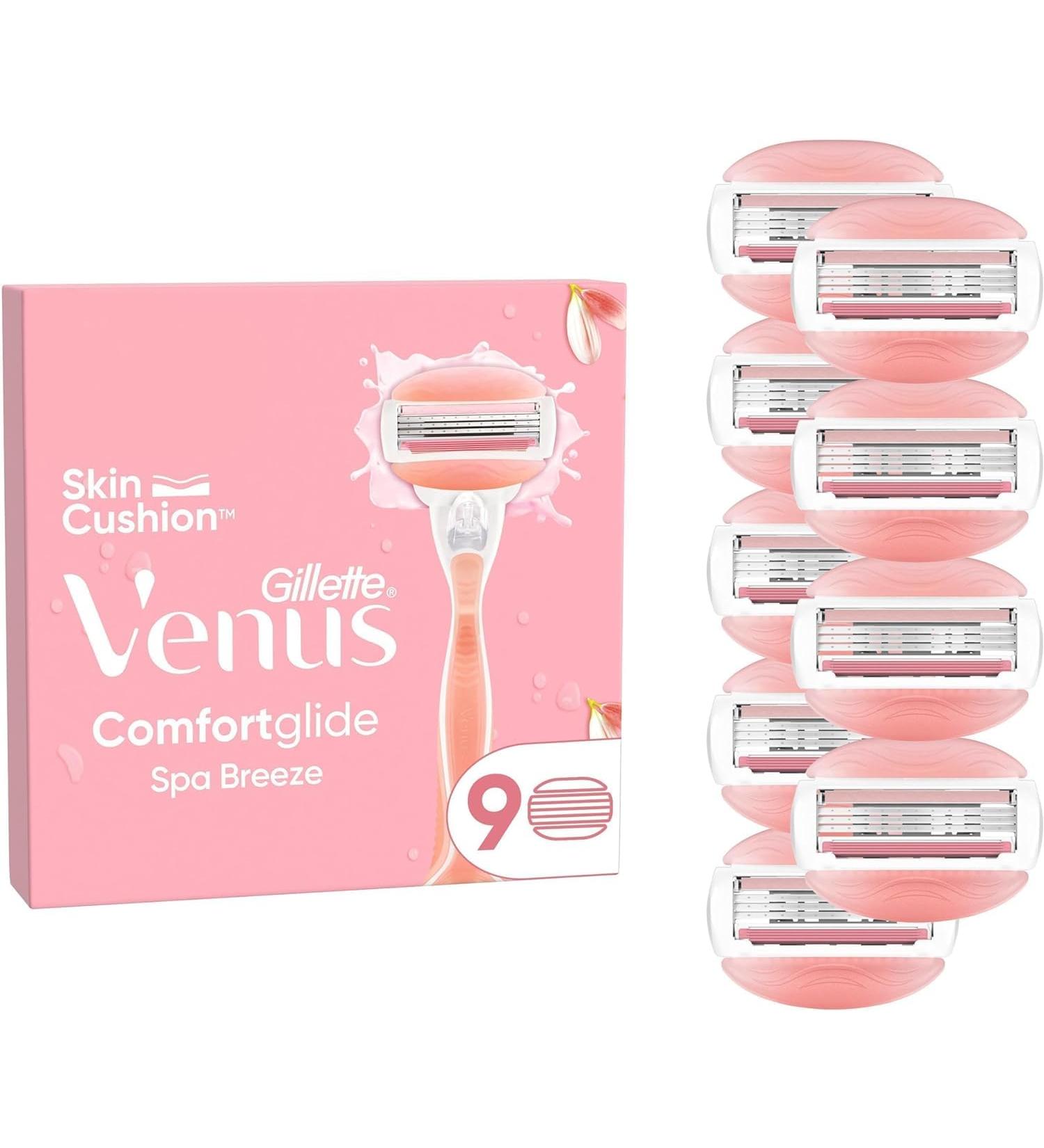 Gillette Venus Comfortglide Spa Breeze Razor for Women | 9 Triple Blade Replacement Blades - Smooth Shaving Experience - Buy Online on GoSupps.com